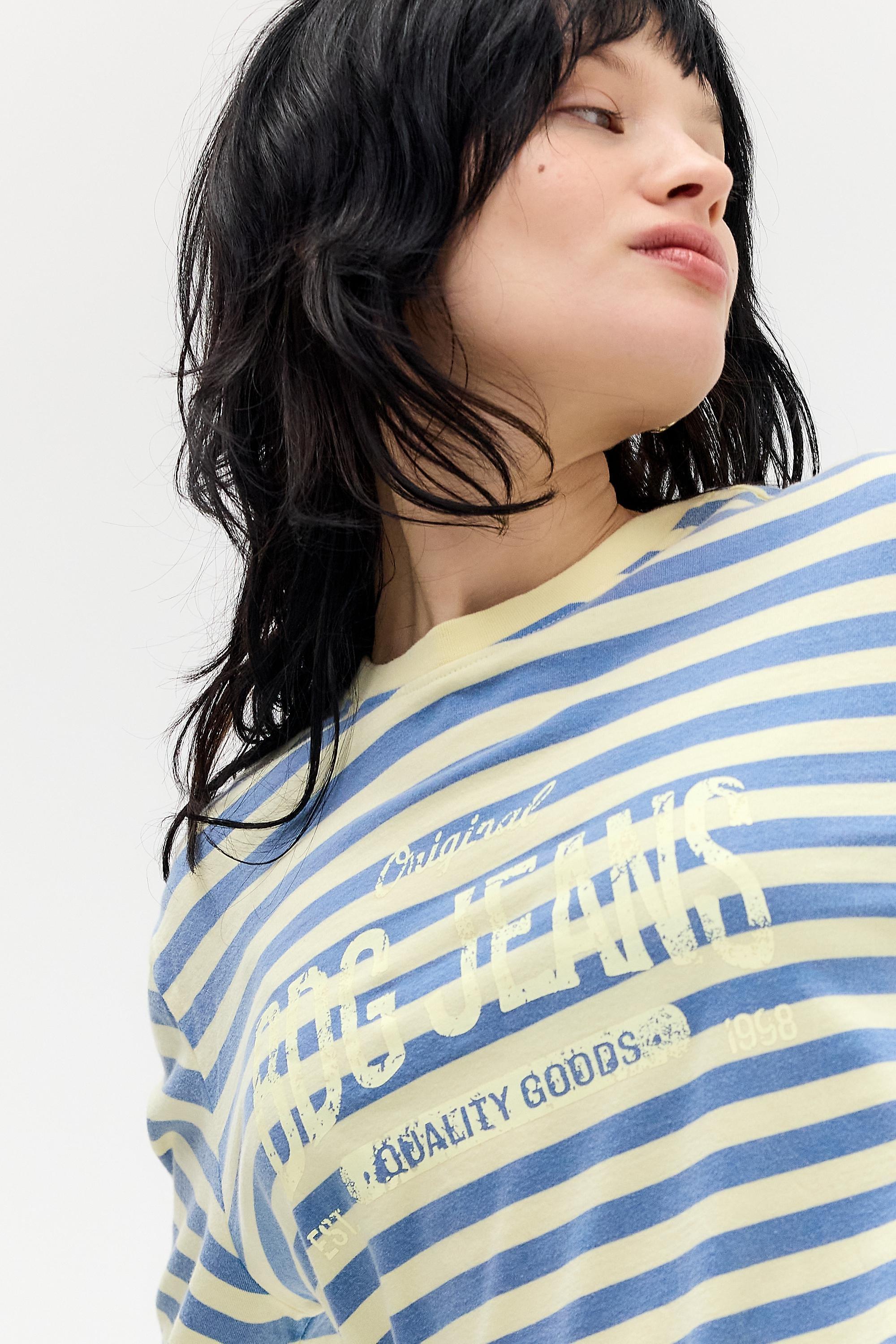 Yellow Bdg Stripe Long Sleeve Relaxed T-Shirt, YEL, large image number 2