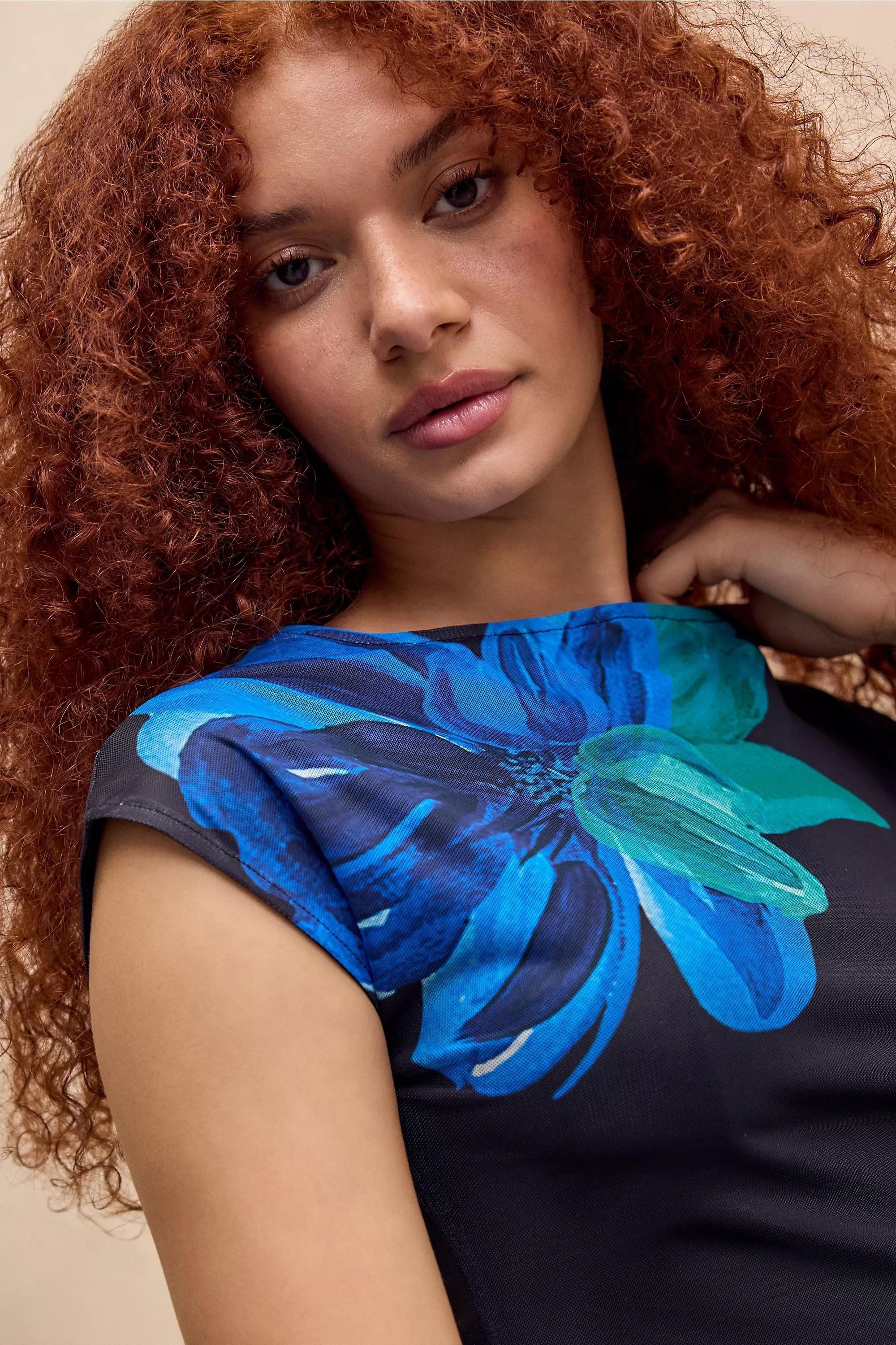 Motel Nova Floral Top, BLK, medium