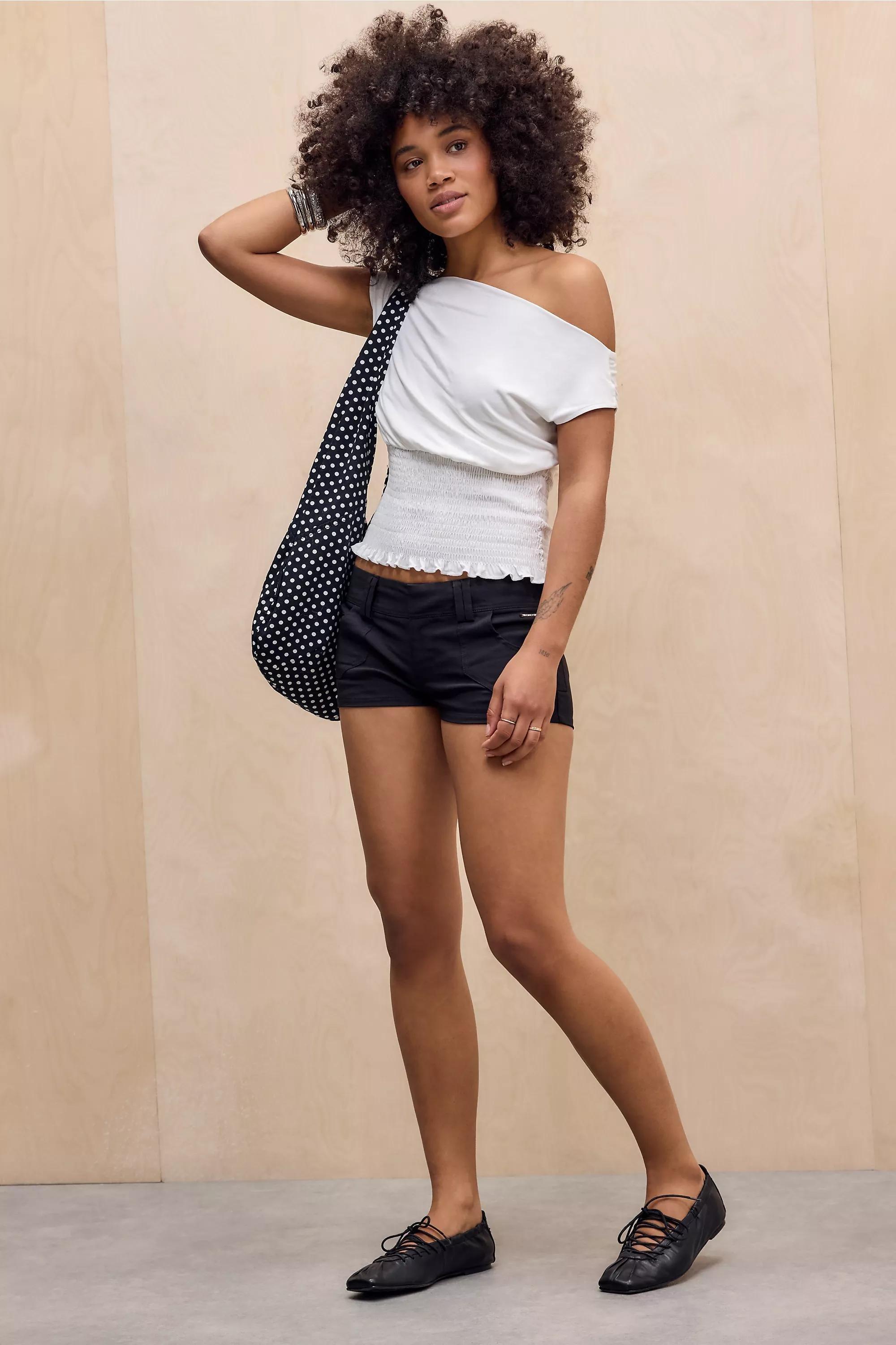 BLACK UO Piper Bengaline Shorts, BLK, large image number 2