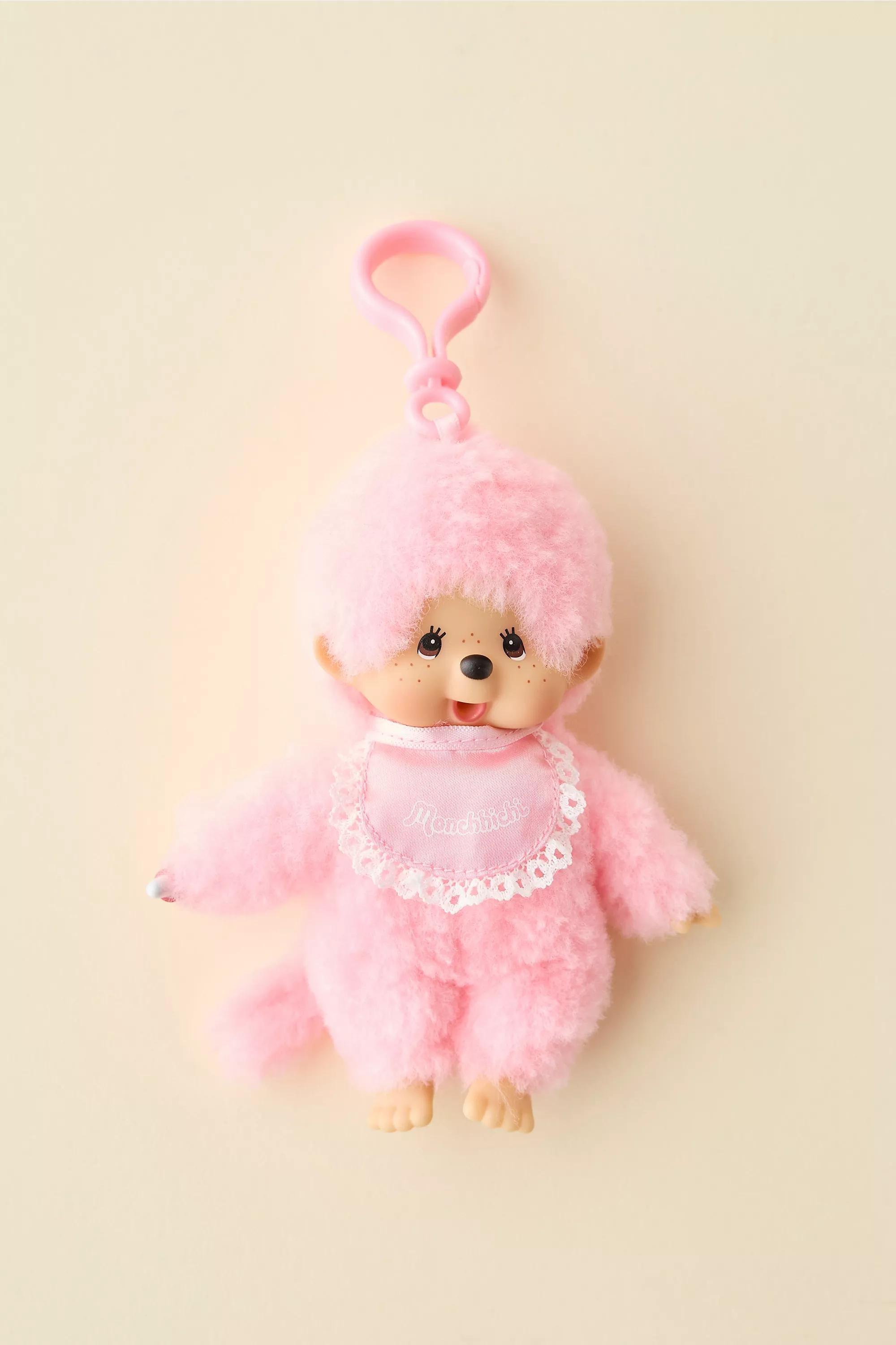 Pink Plushie Keyring, PINK, medium