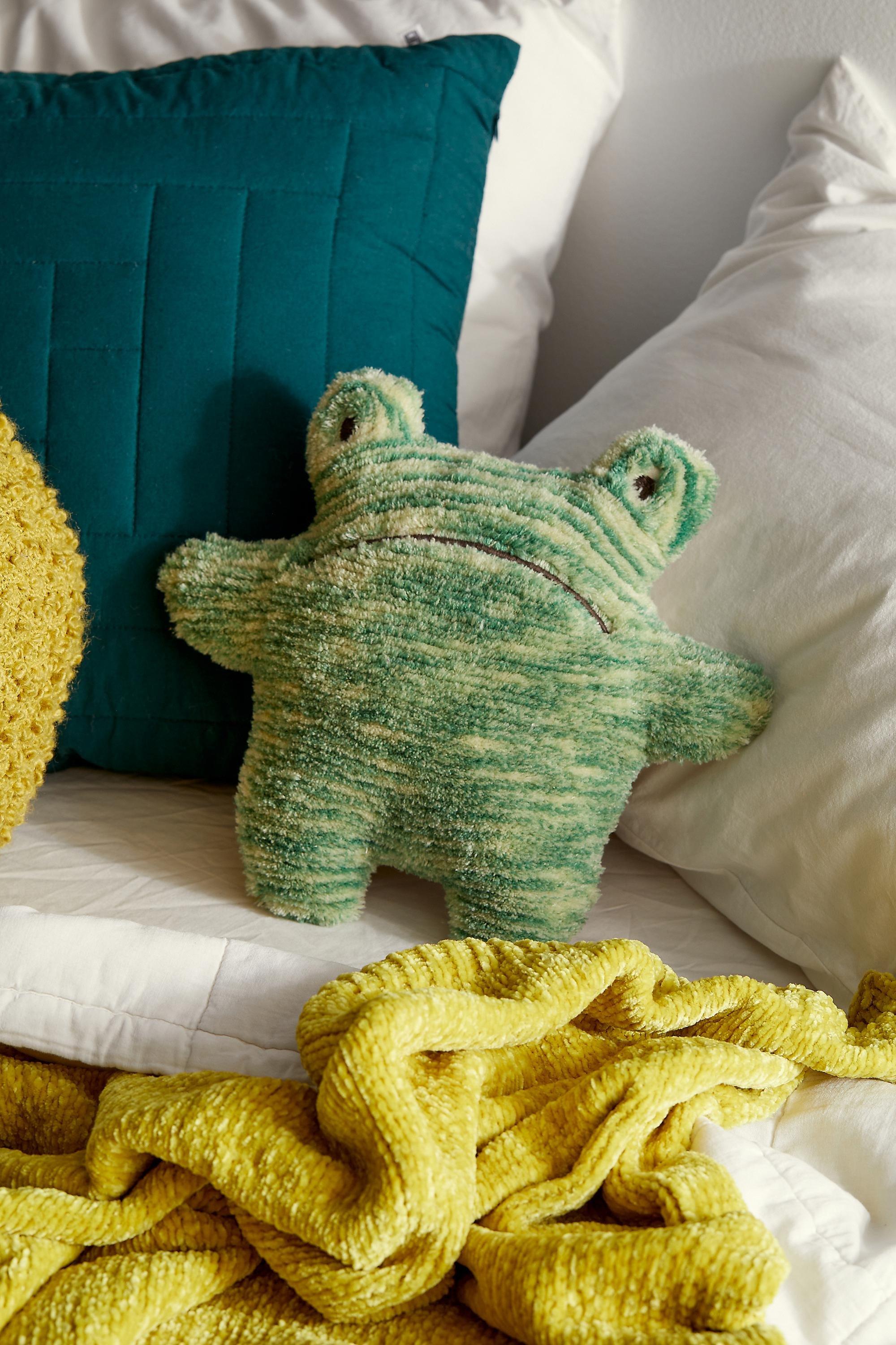 Green Grumpy Frog Cushion, GRN, medium