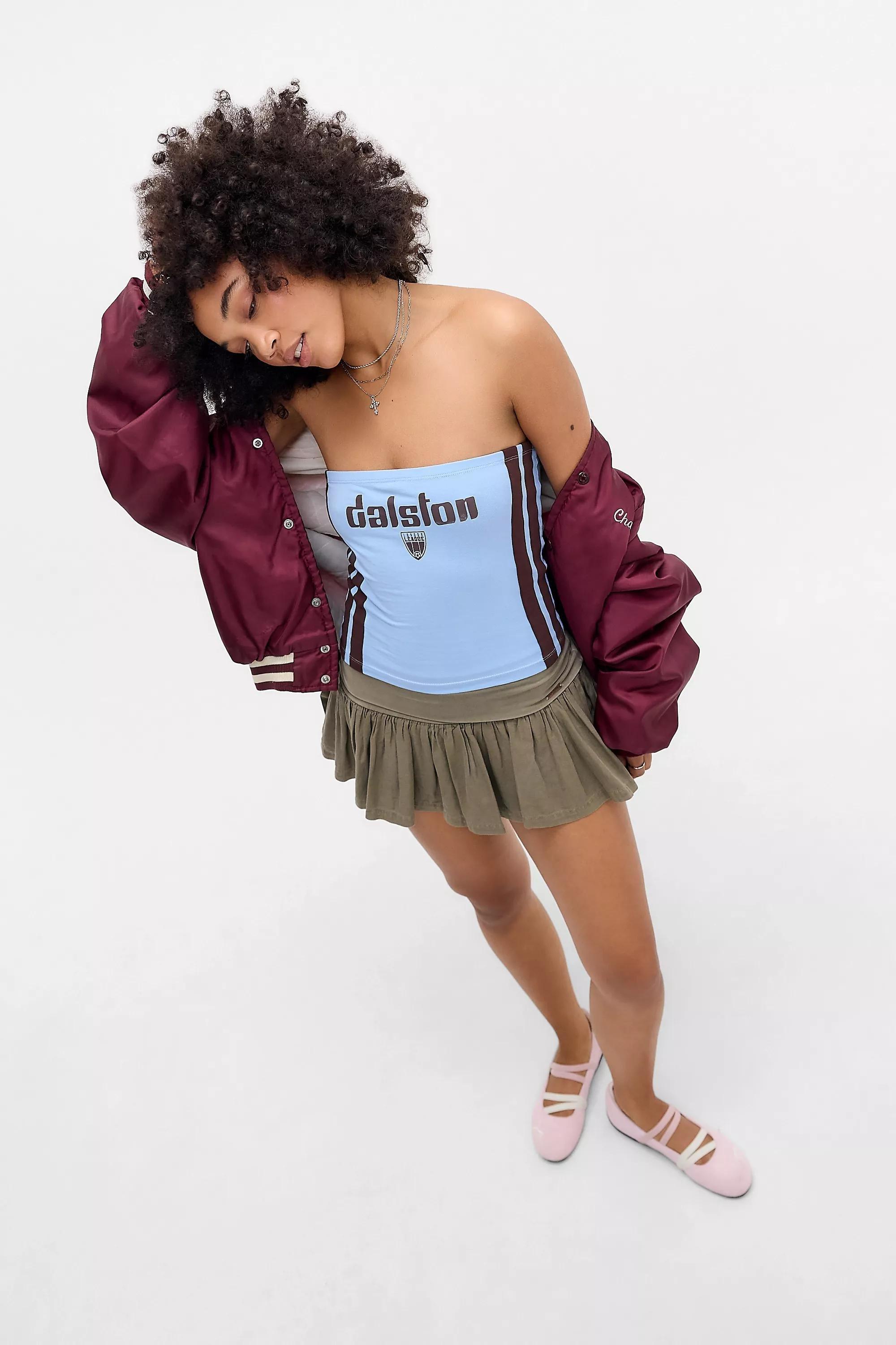 Blue Uo Printed Headband Top, BLUE, medium