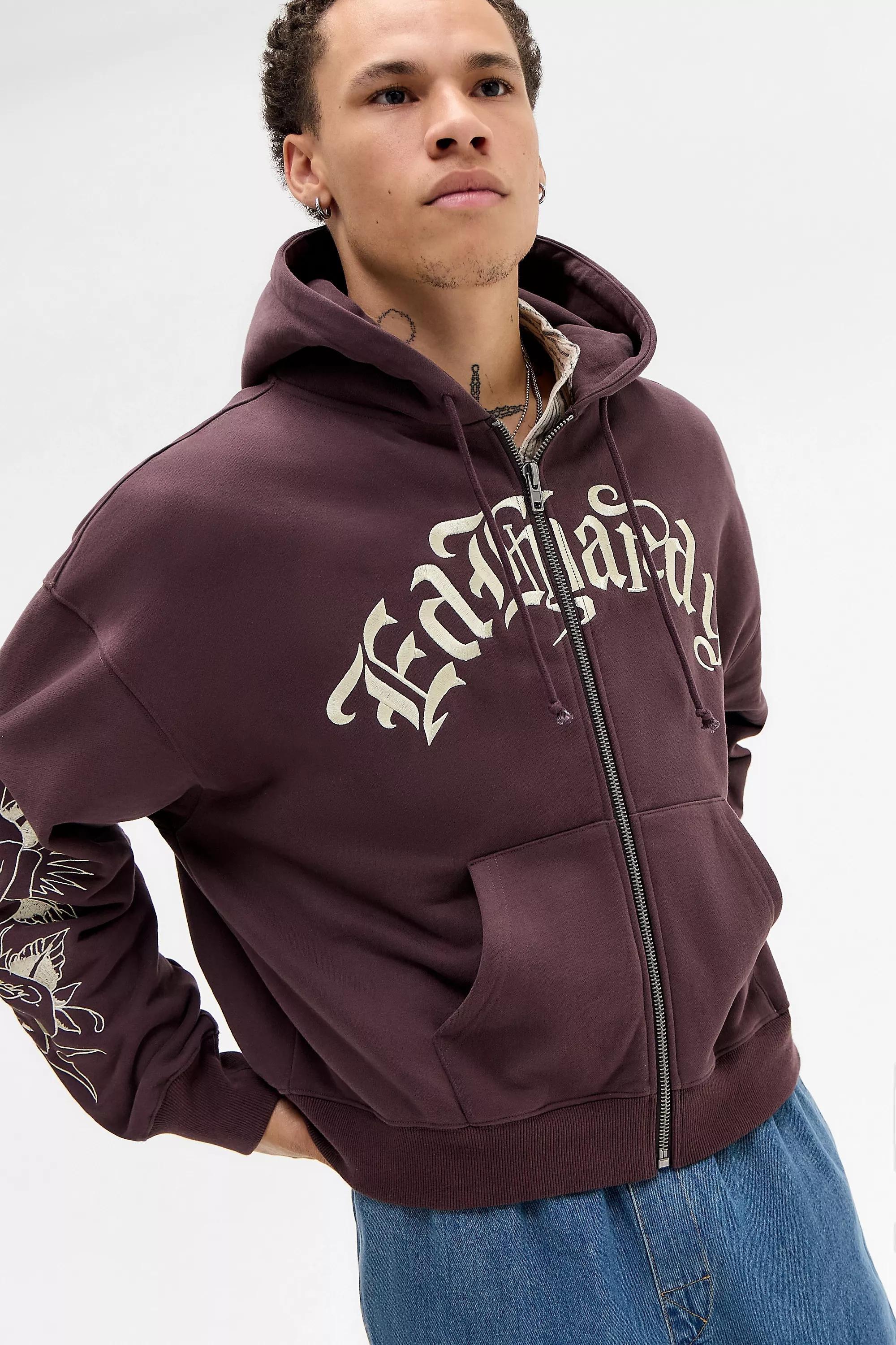 Brown Ed Hardy Uo Zip-Through Hoodie, BRN, large image number 1