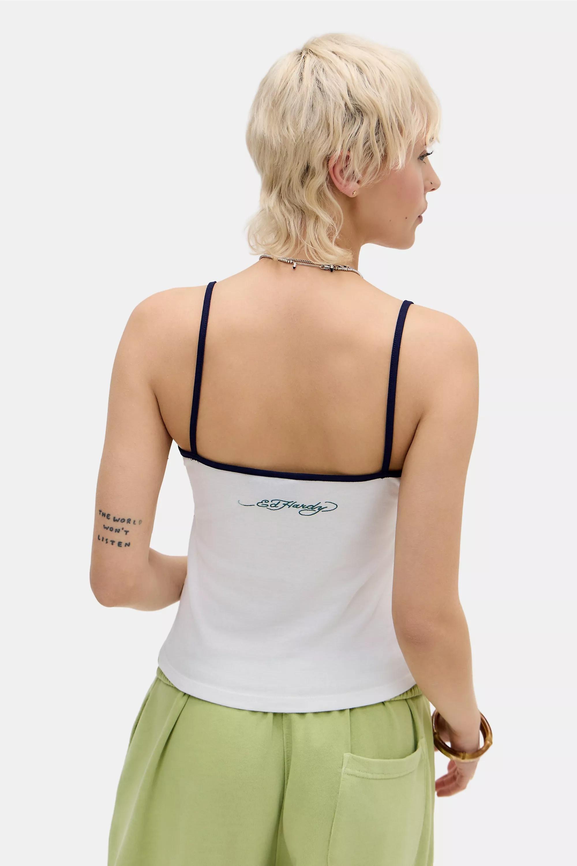 White Ed Hardy Uo Printed Tank Top, CREME, large image number 3