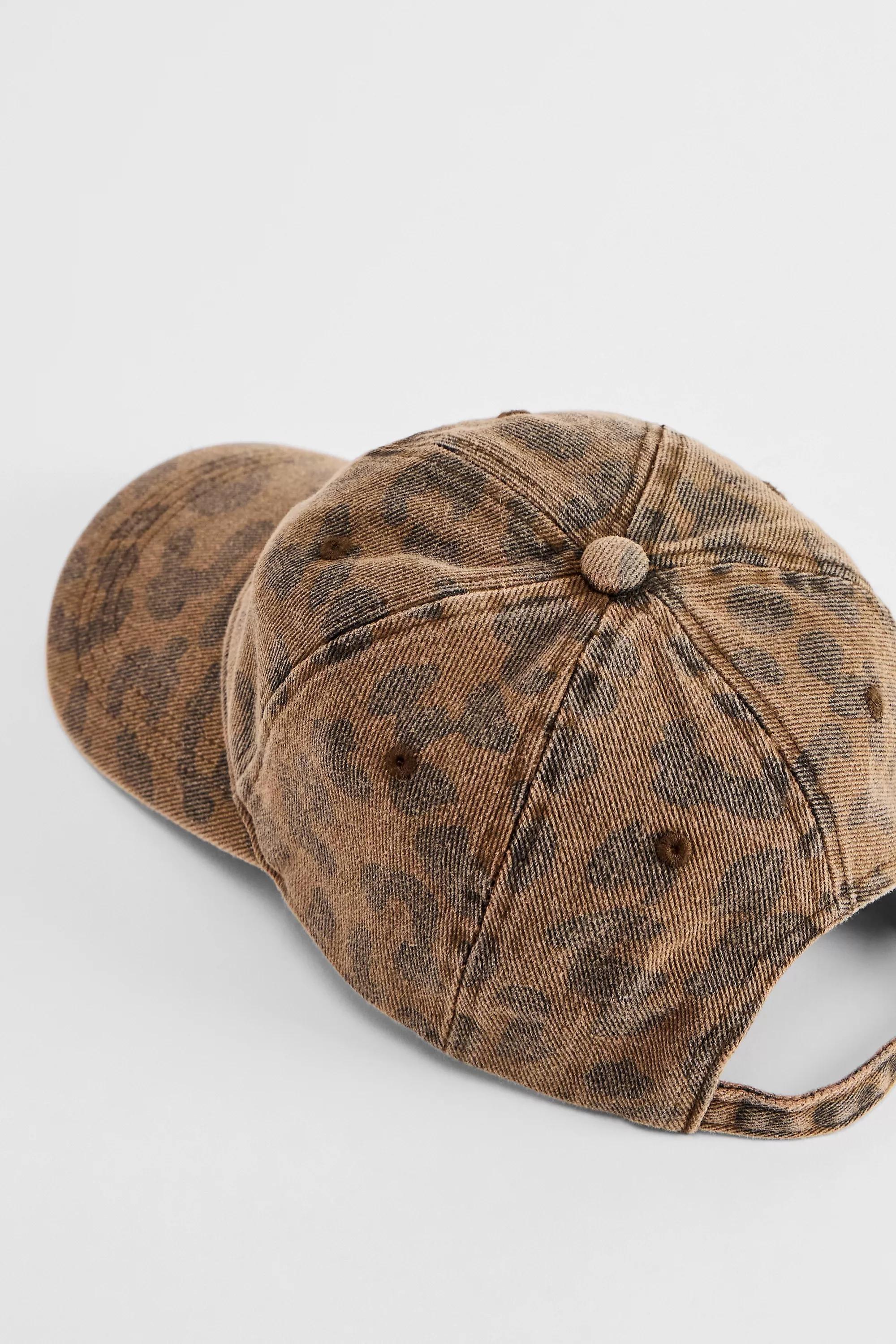 Brown Uo Leopard Patterned Cap, BRN, medium