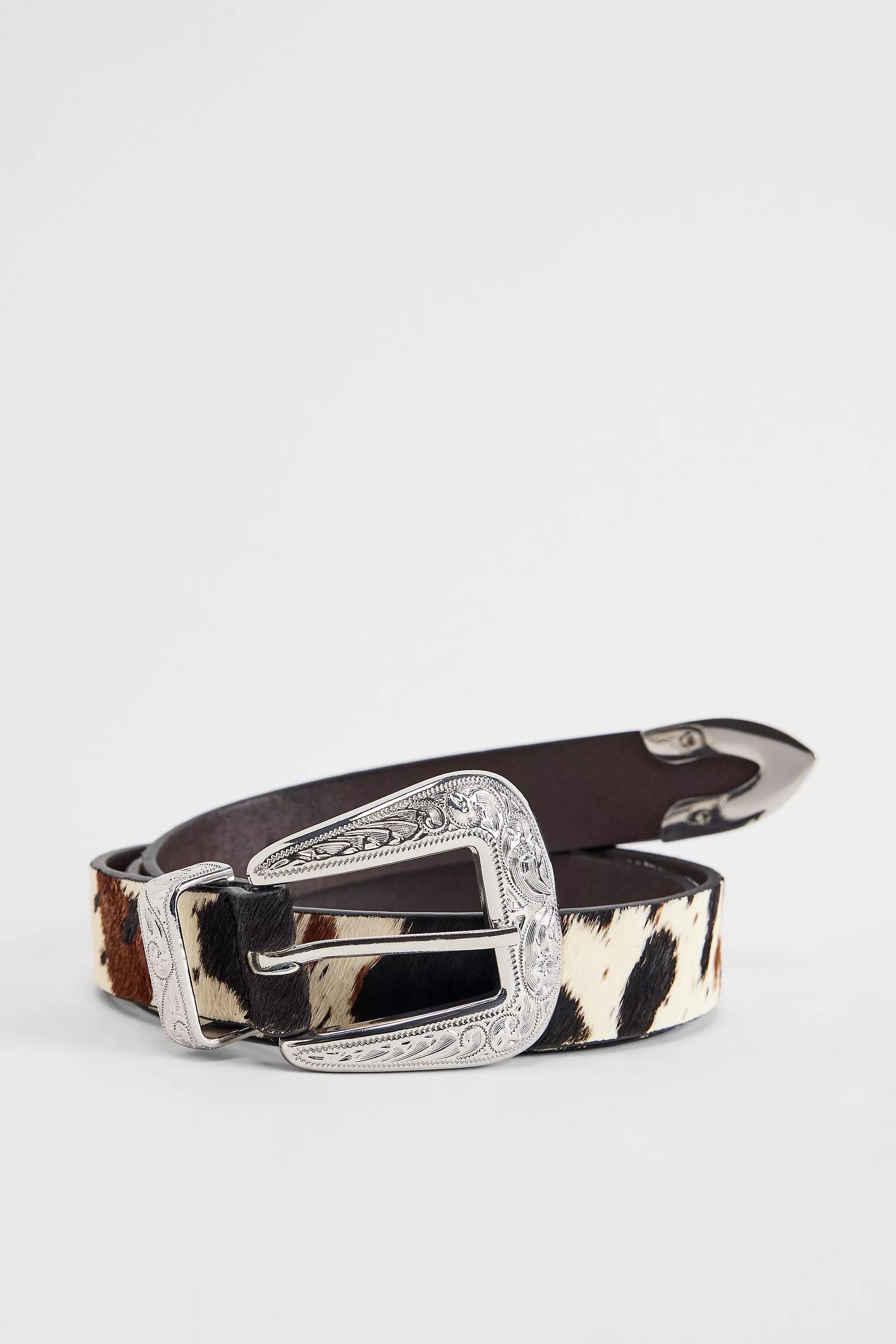 Multicolour Uo Cow Print Leather Belt, , large image number 1