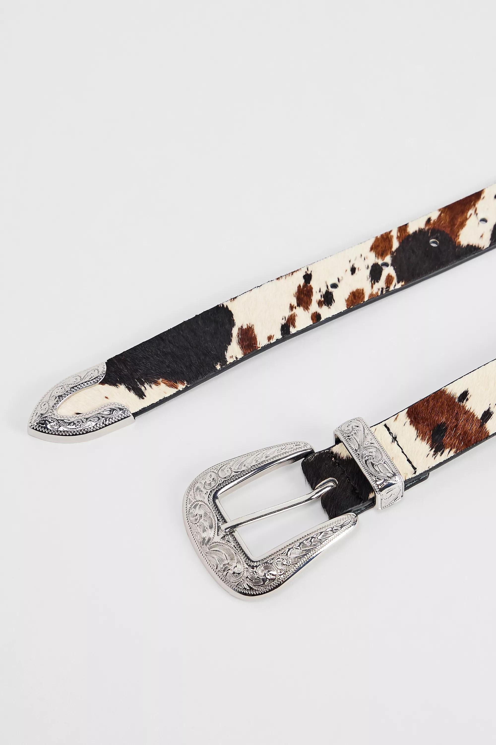 Multicolour Uo Cow Print Leather Belt, , large image number 2