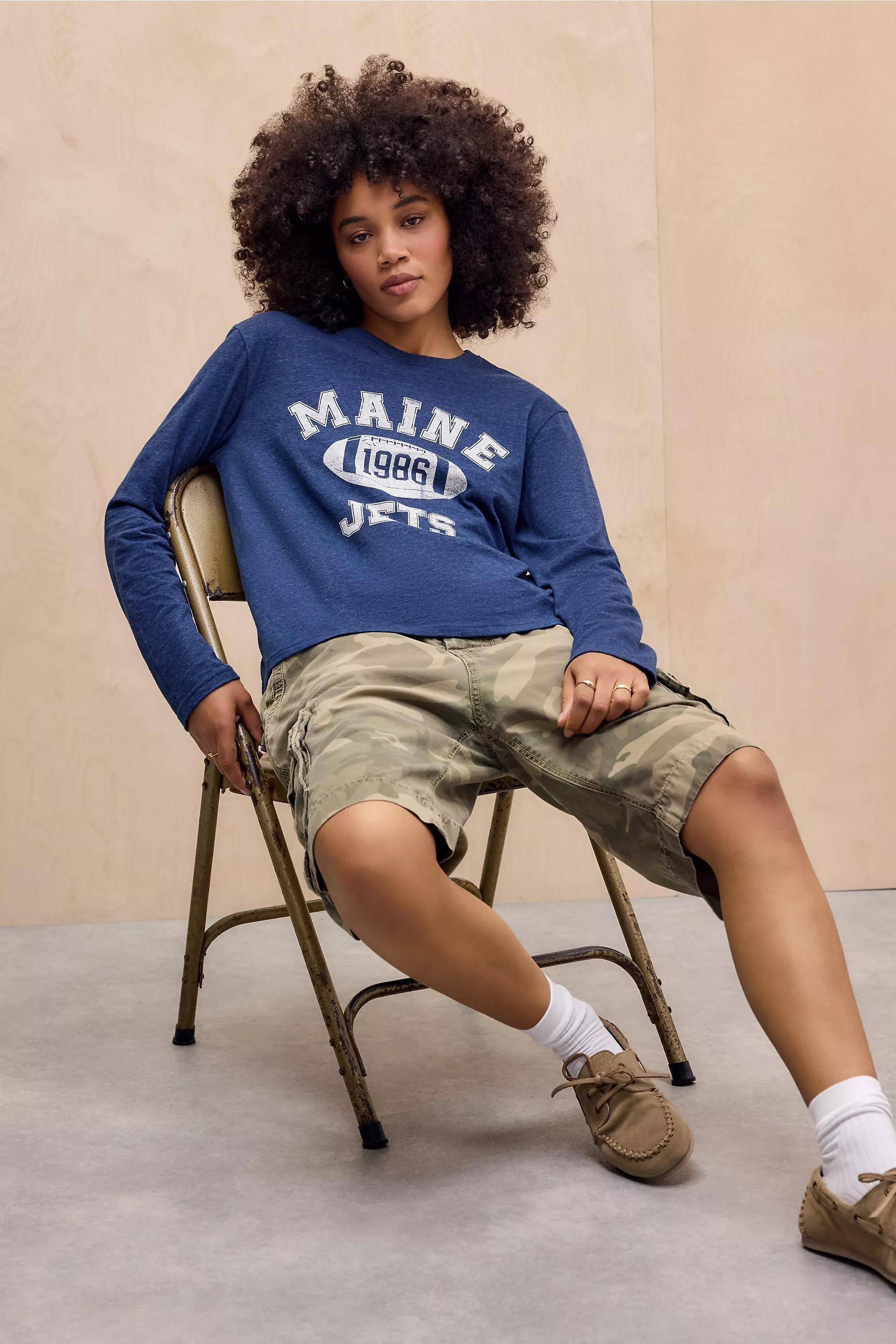 Navy Uo Maine Relaxed Long-Sleeve T-Shirt, NAVY, large image number 1