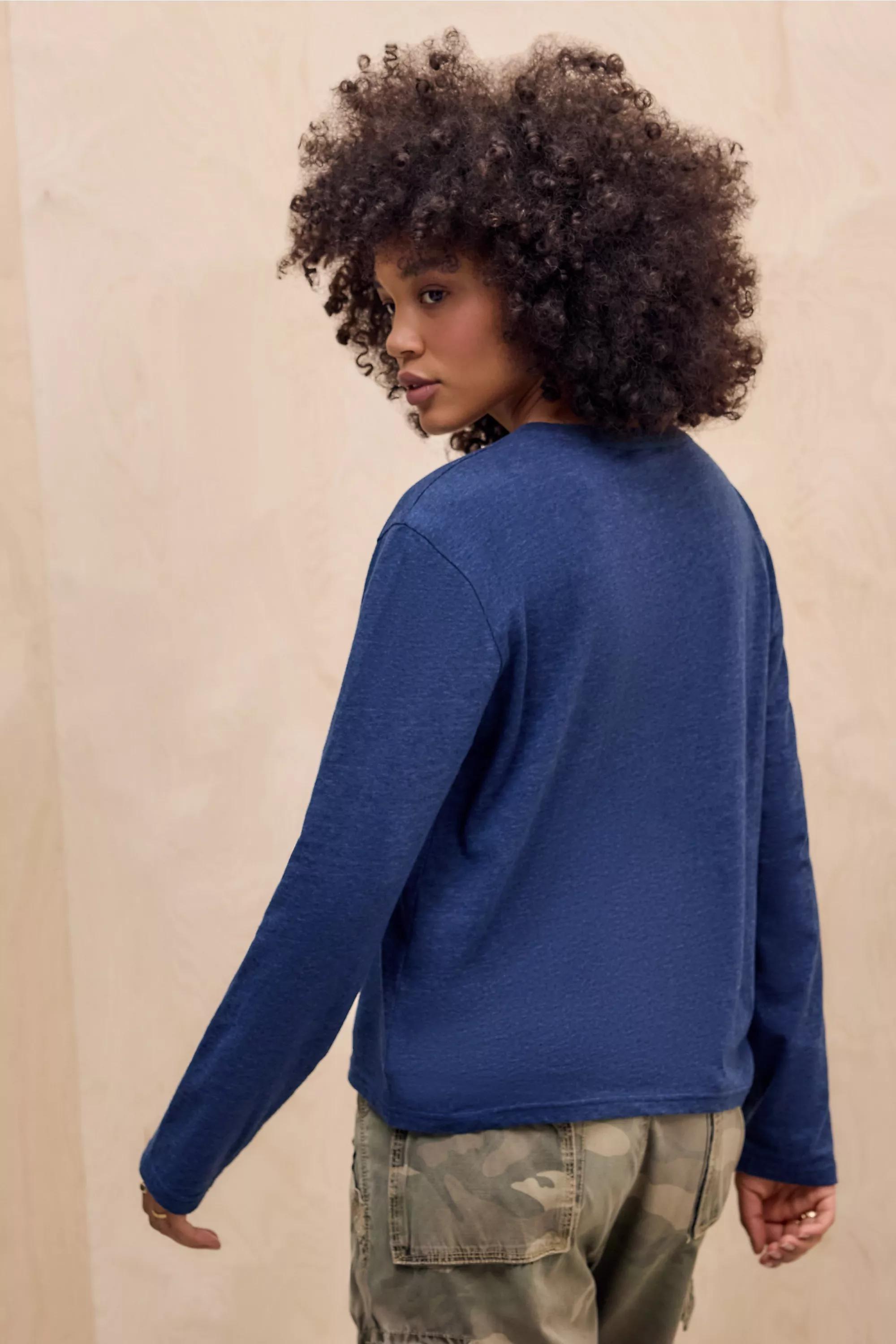 Navy Uo Maine Relaxed Long-Sleeve T-Shirt, NAVY, large image number 3