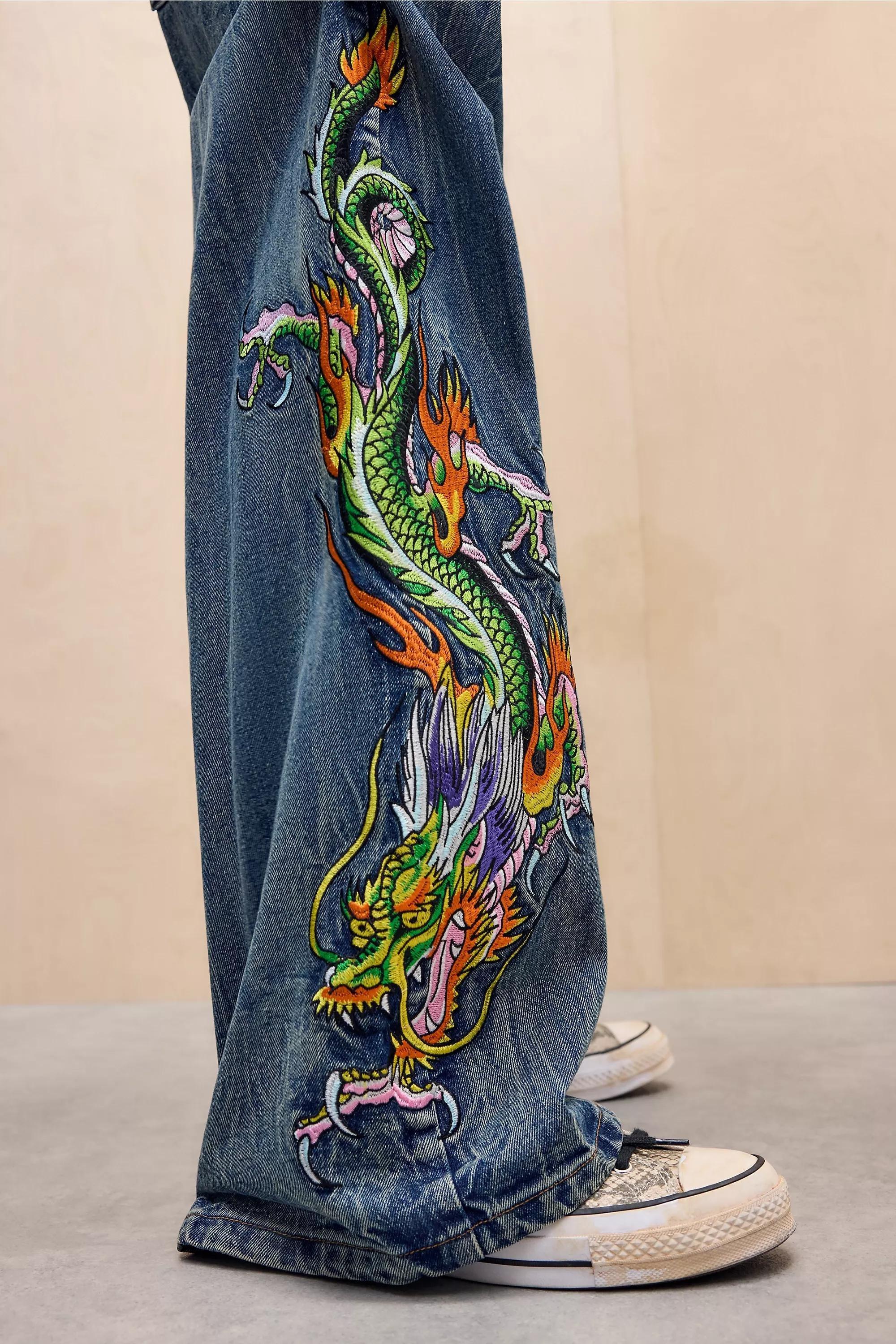 Blue Ed Hardy Uo Exclusive Sword Jeans, BLUE, medium