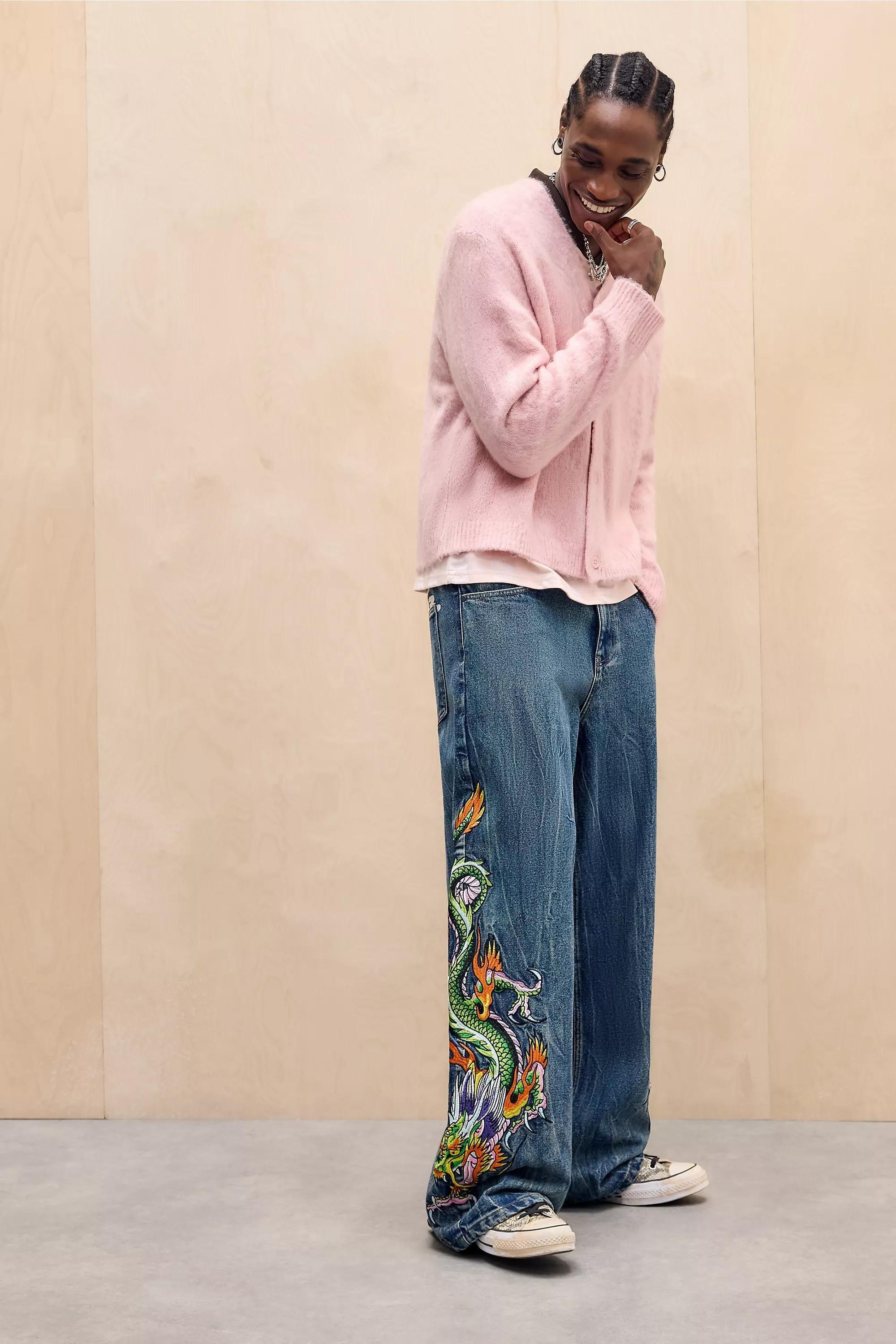 Blue Ed Hardy Uo Exclusive Sword Jeans, BLUE, large image number 3