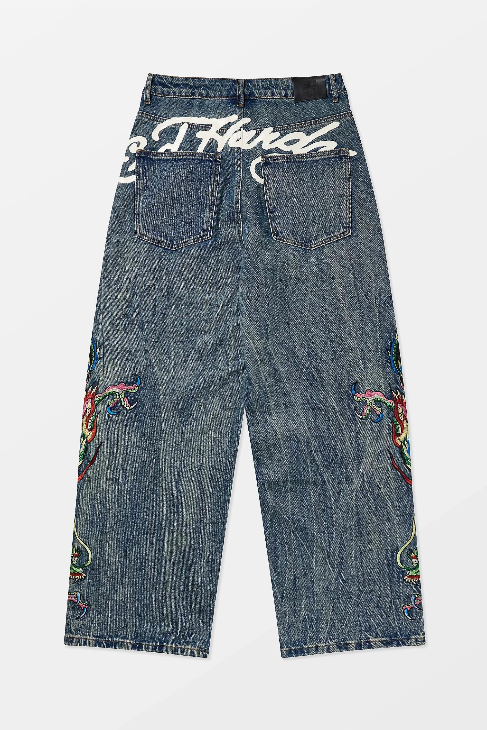 Blue Ed Hardy Uo Exclusive Sword Jeans, BLUE, large image number 5