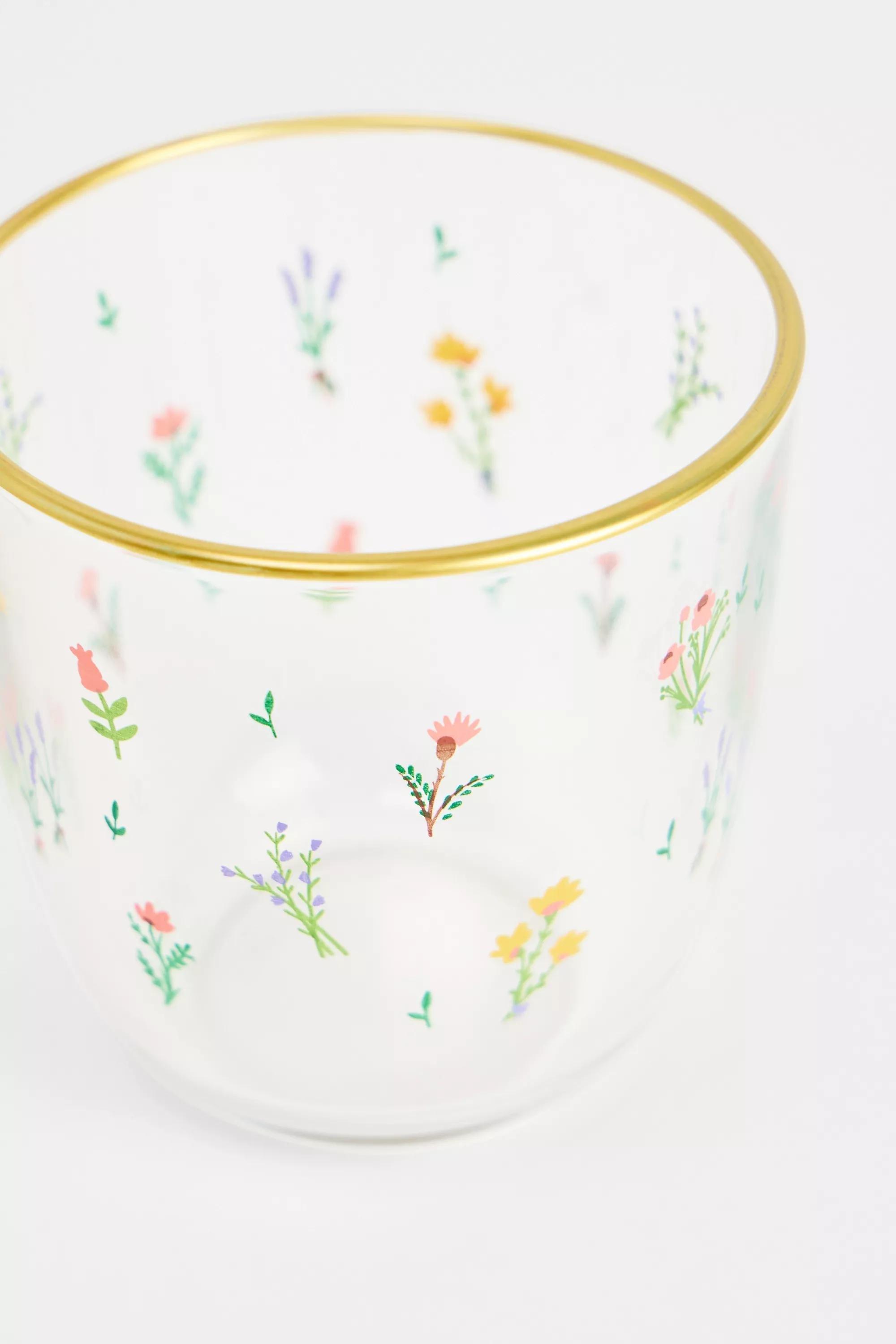 Neutral Nora Floral Glass Tumbler, ASSORT, large image number 1