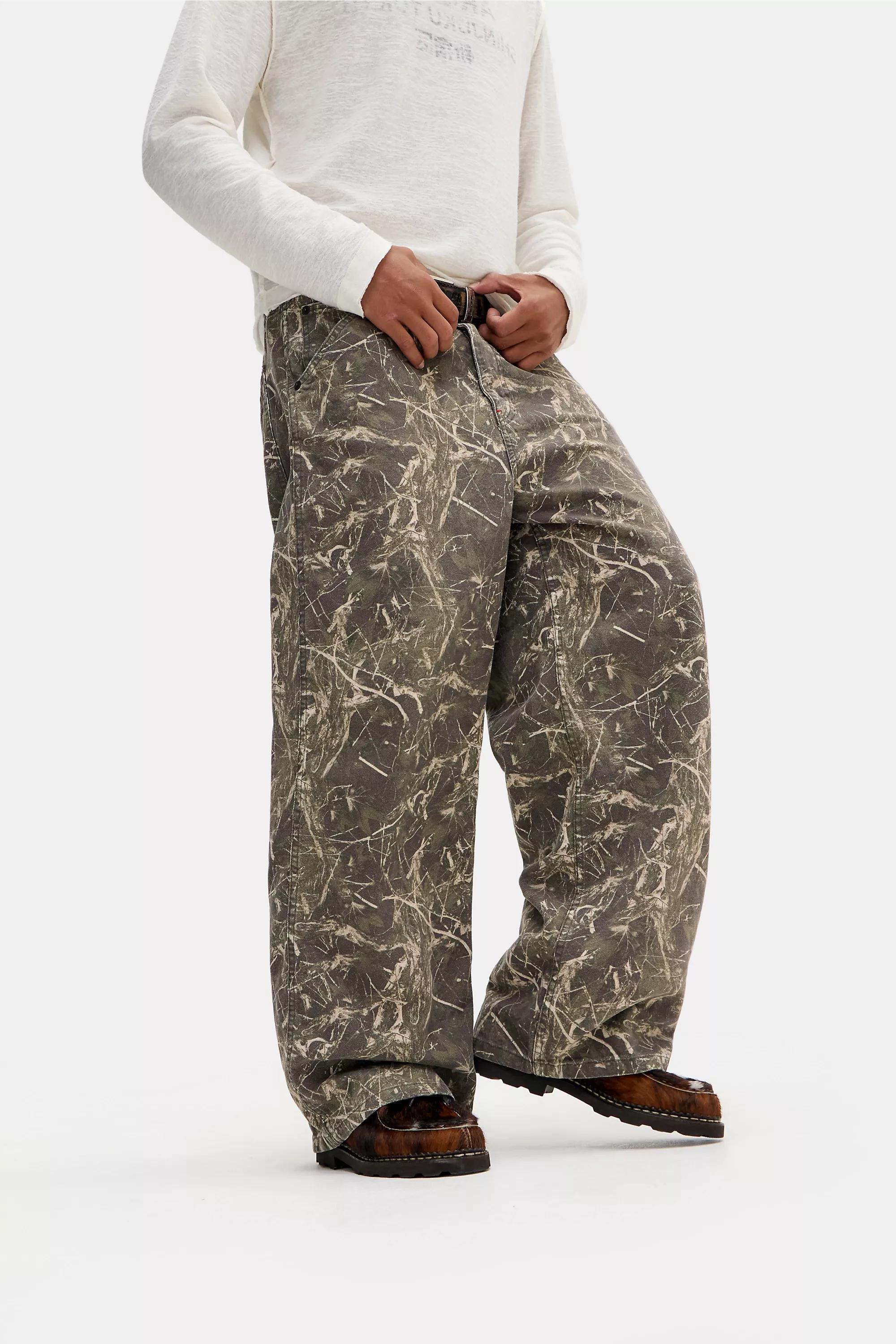 Grey Bdg Dark Camo Baggy Canvas Trousers, BRN, large image number 4