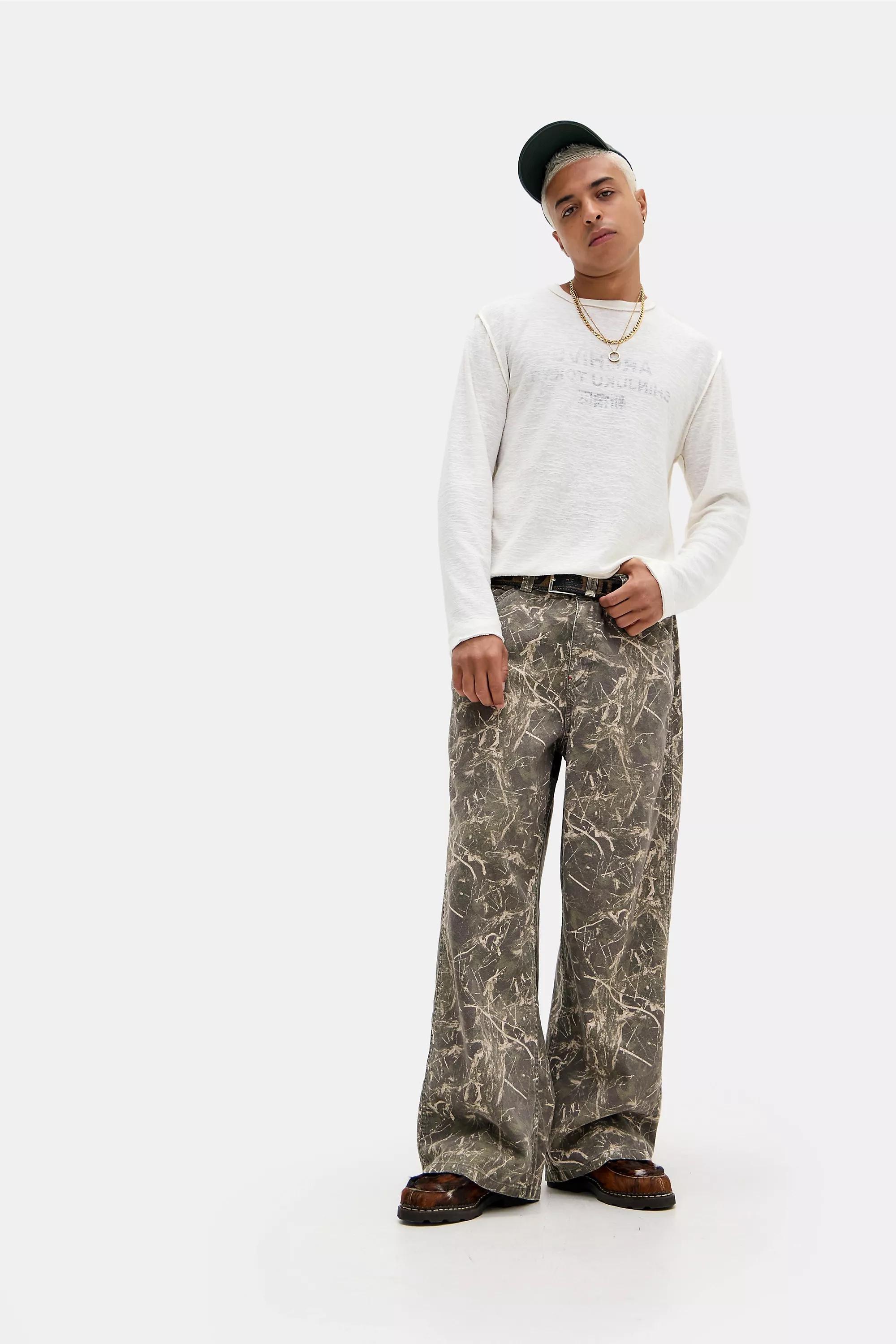 Grey Bdg Dark Camo Baggy Canvas Trousers, BRN, large image number 5
