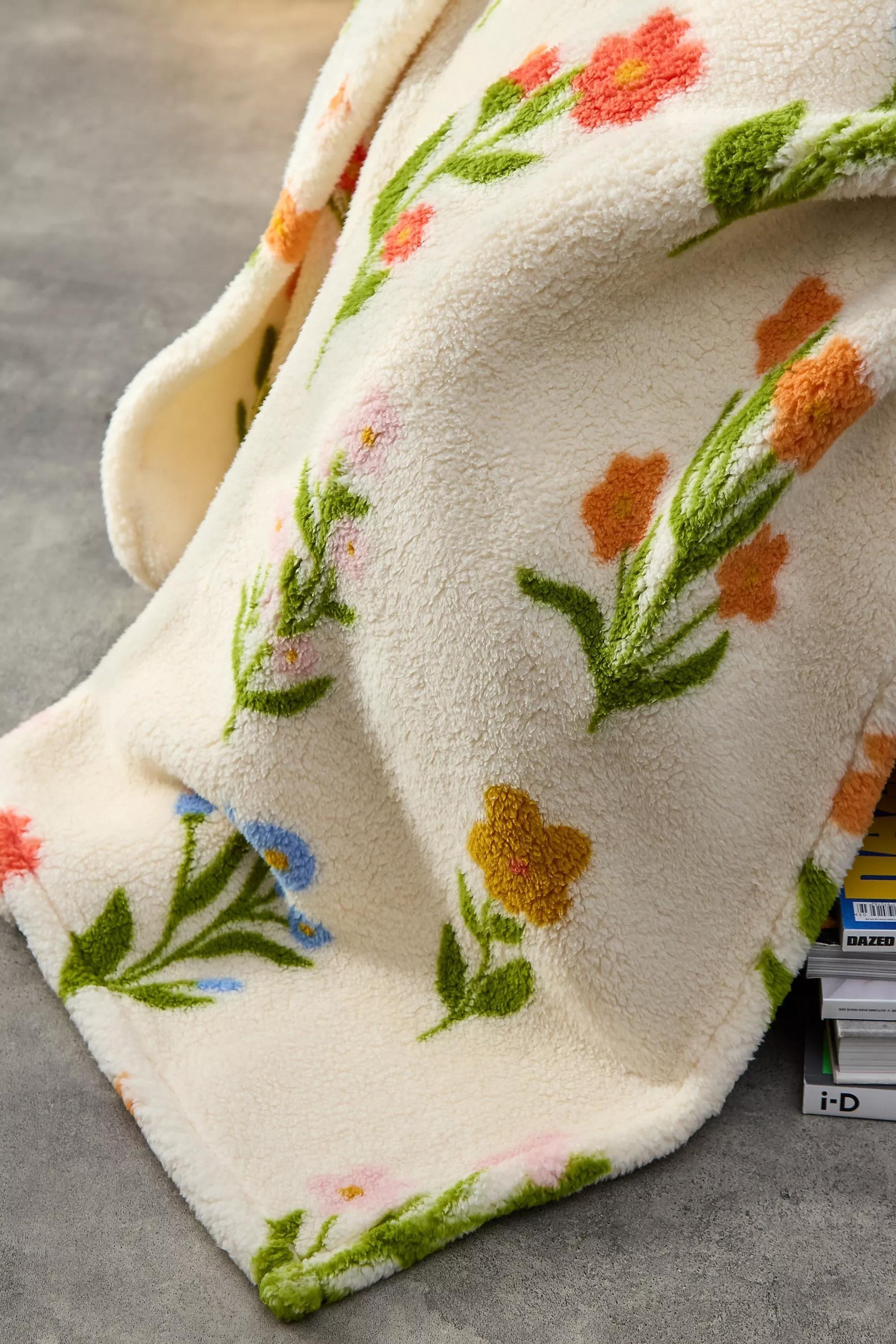 Multicolour Wildflower Fleece Throw, ASSORT, large image number 1