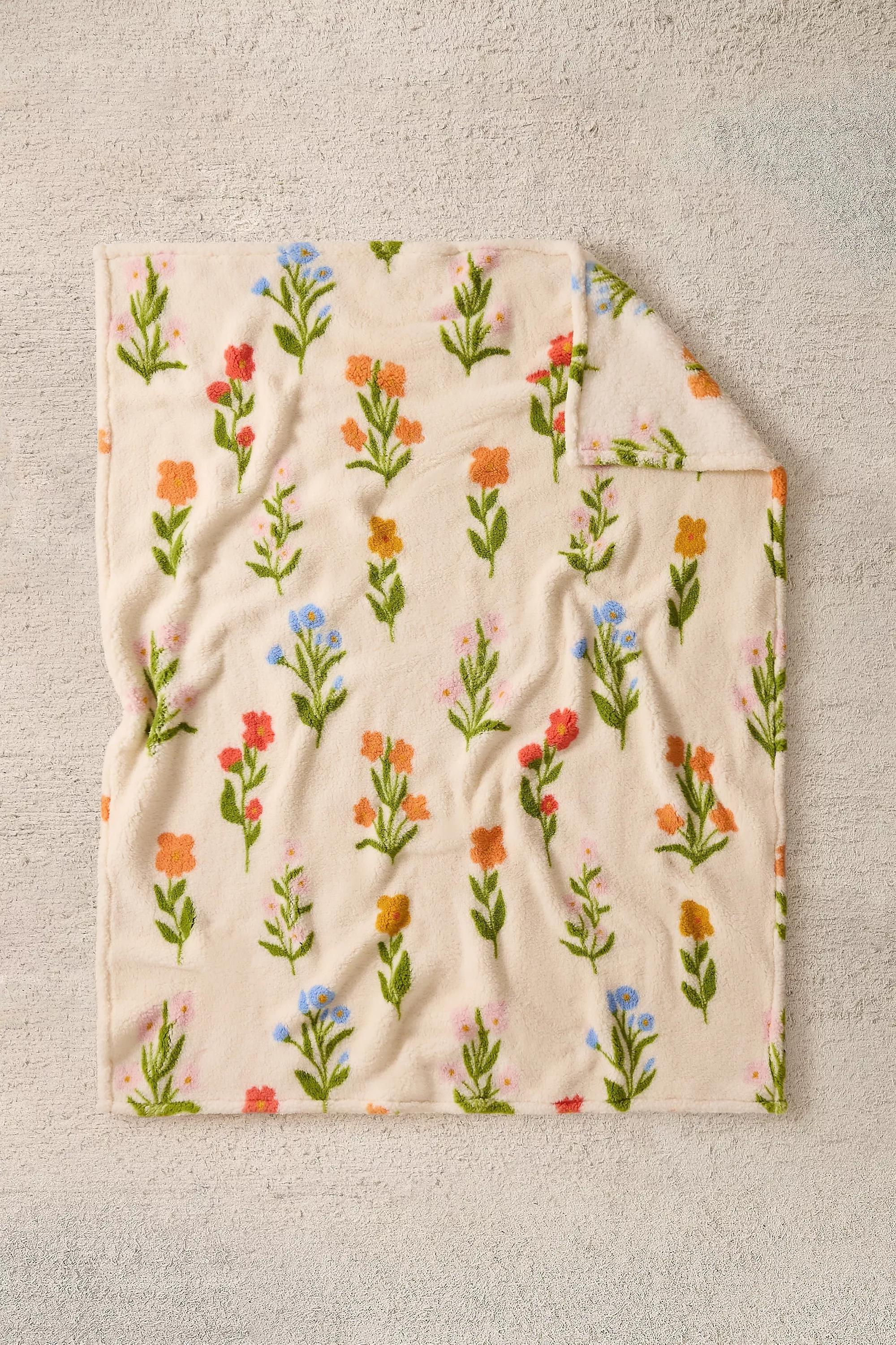 Multicolour Wildflower Fleece Throw, ASSORT, medium