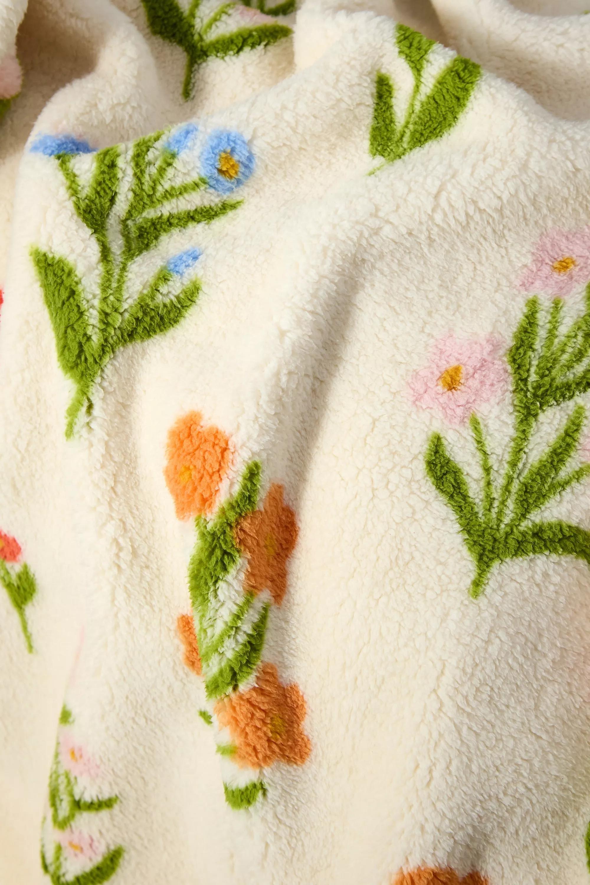 Multicolour Wildflower Fleece Throw, ASSORT, large image number 3