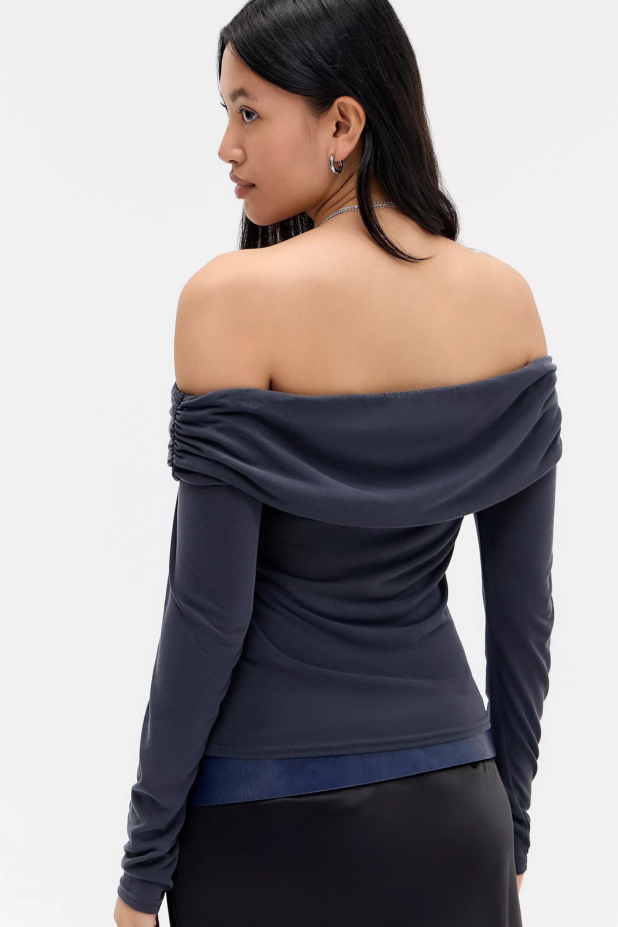 Black Silence + Noise Tia Bardot Top, BLK, large image number 3