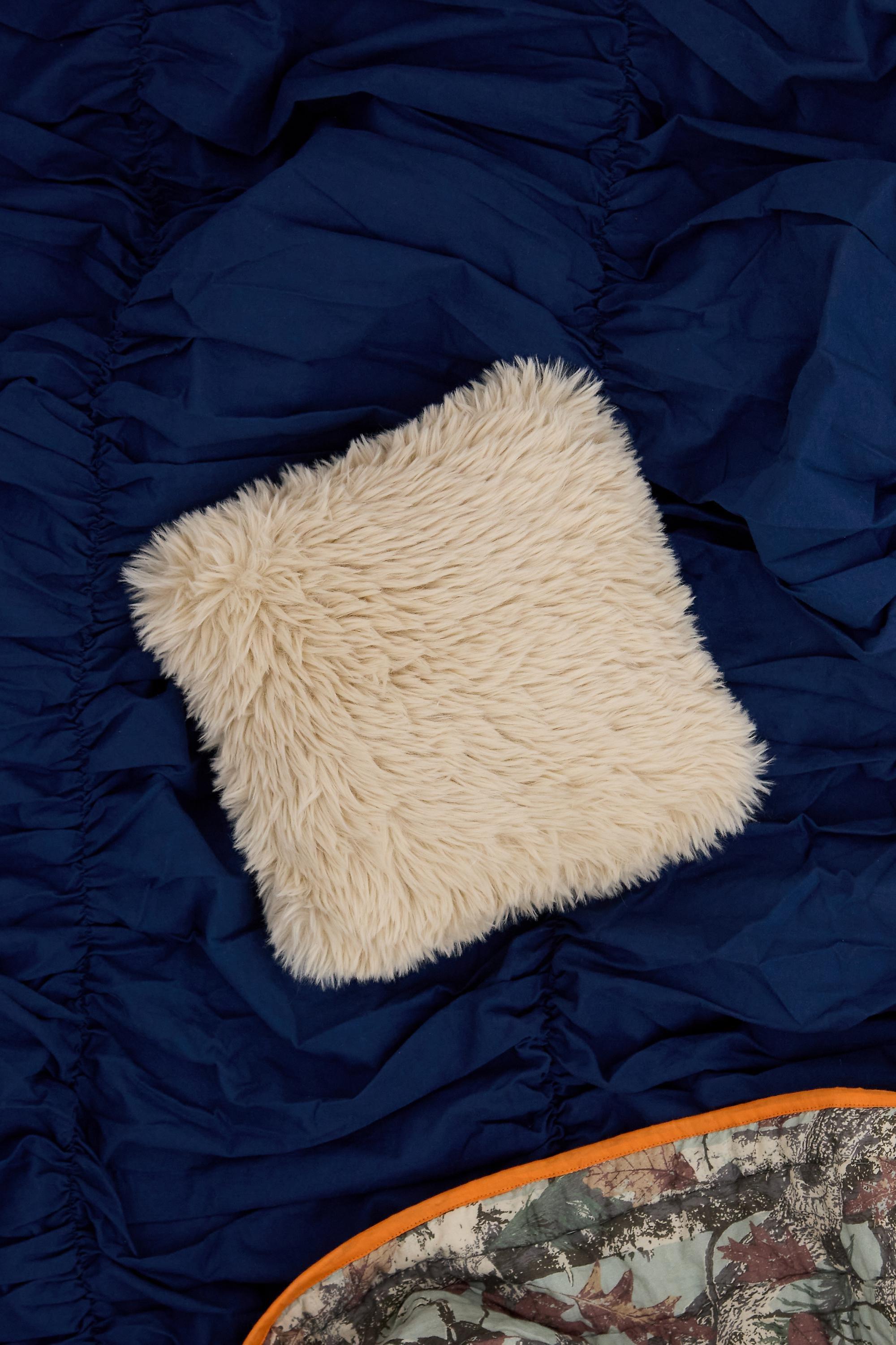 Neutral Ecru Faux Fur Mini Cushion, NEUTR, medium