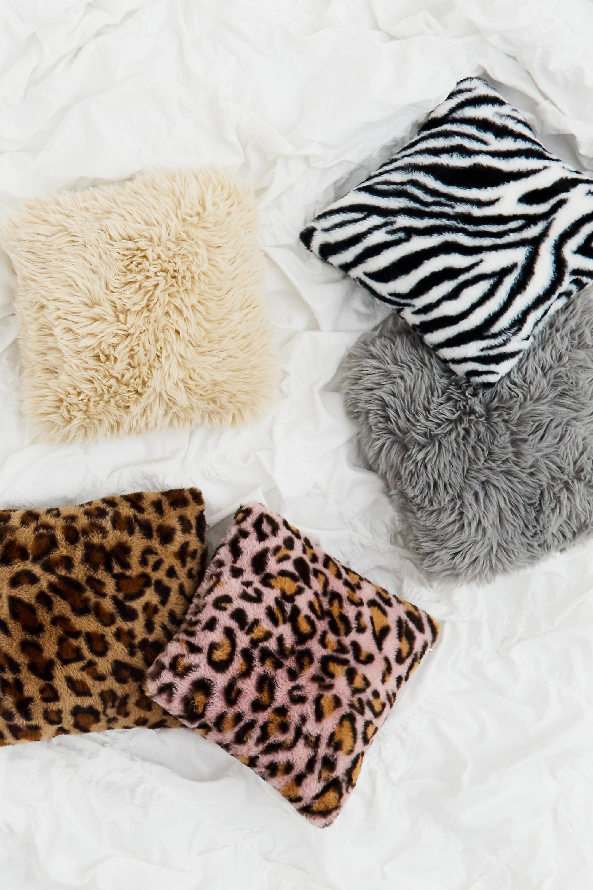 Neutral Ecru Faux Fur Mini Cushion, NEUTR, large image number 2