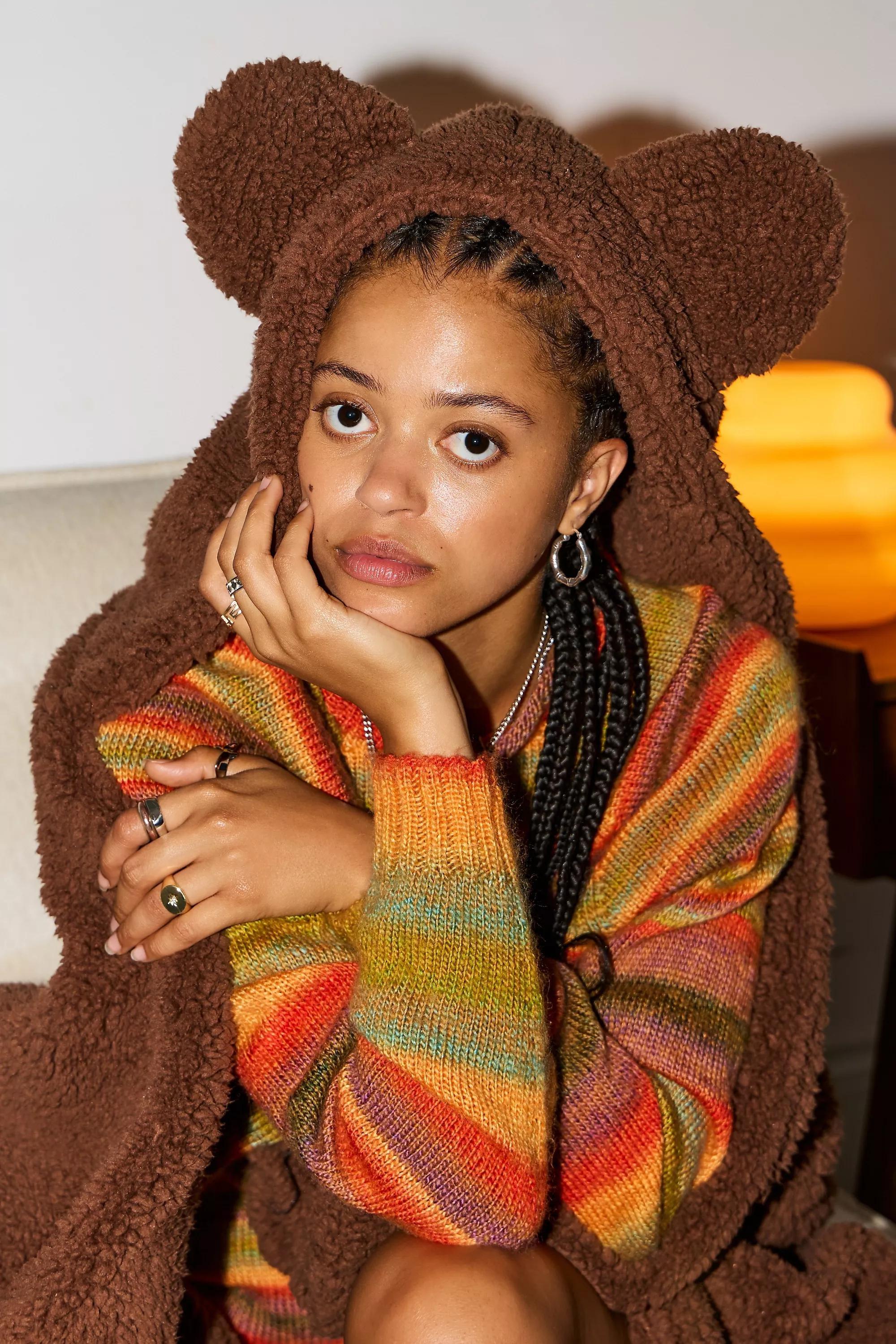 Brown Bear Ear Throw, BRN, large image number 1