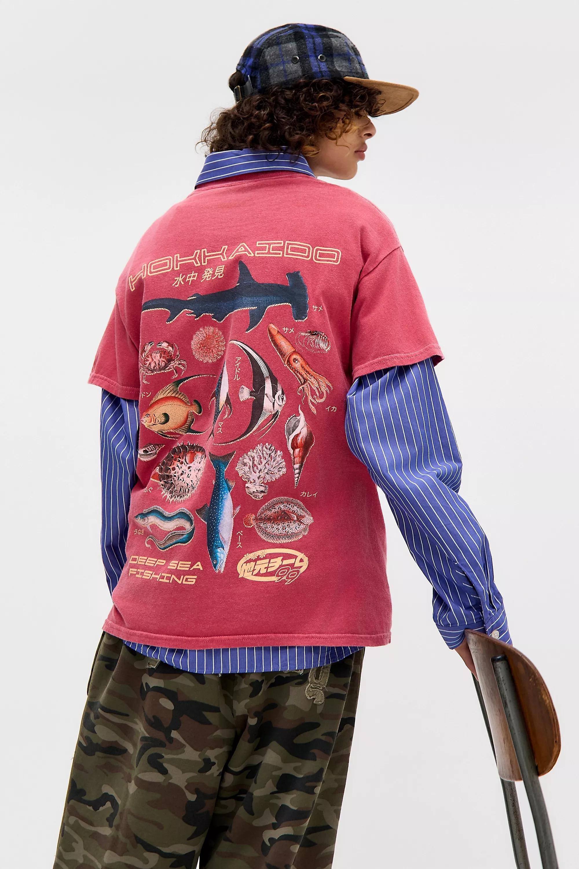 Pink Uo Printed Short Sleeve T-Shirt, RED, large image number 4