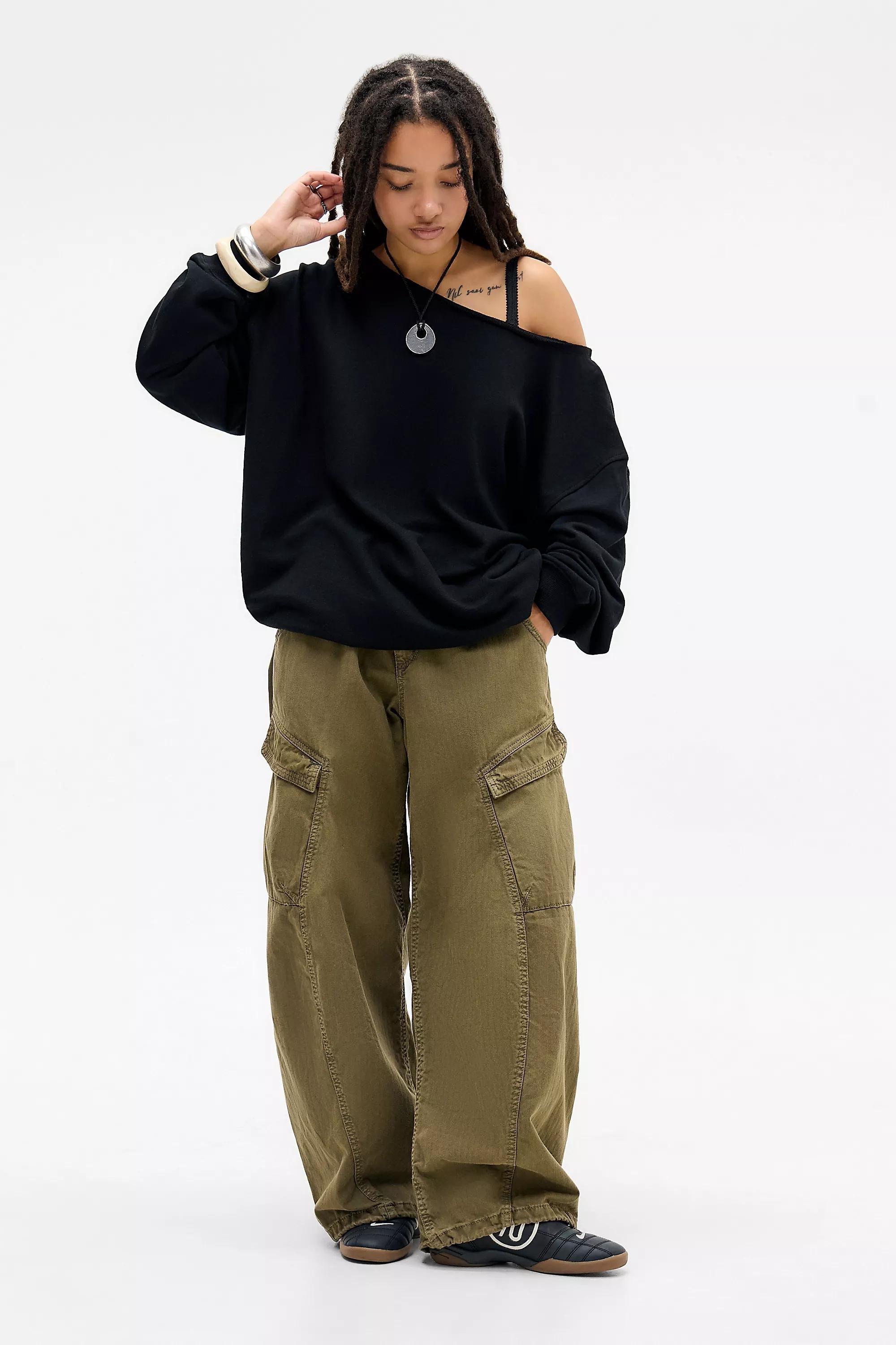 Black Out From Under Ariana Off-Shoulder Slouchy Sweatshirt, BLK, large image number 1