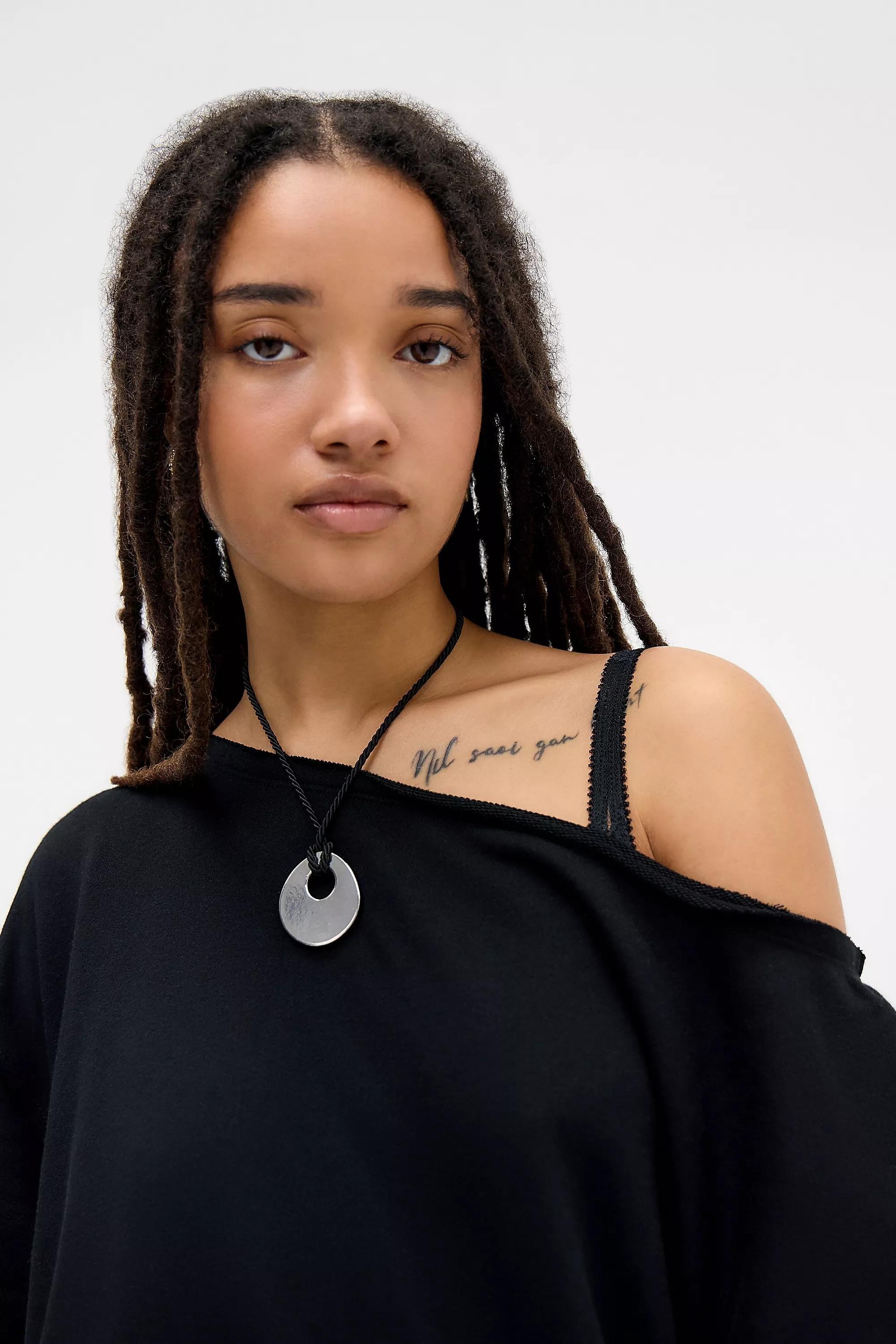 Black Out From Under Ariana Off-Shoulder Slouchy Sweatshirt, BLK, large image number 2