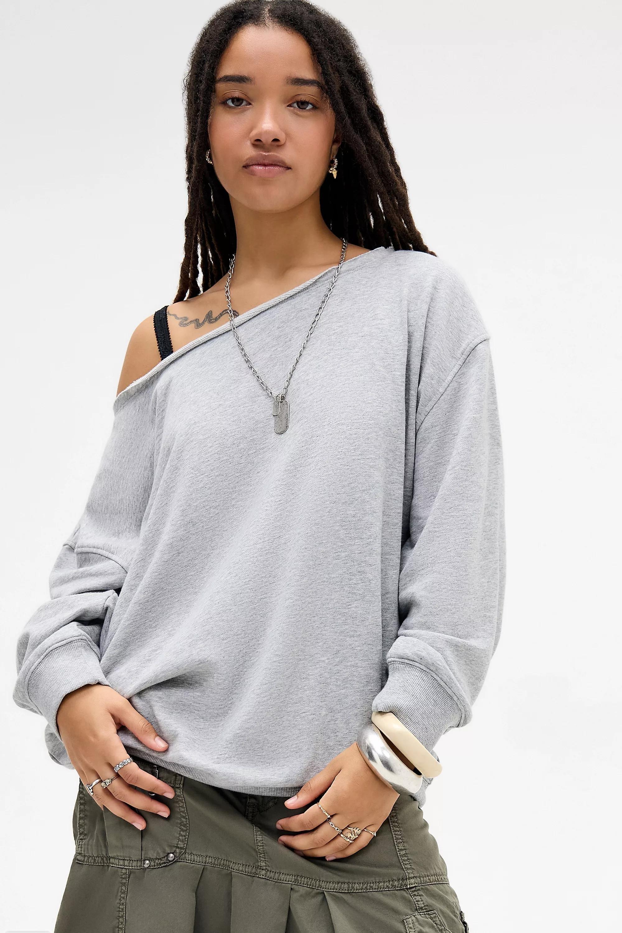 Grey Out From Under Ariana Off-Shoulder Slouchy Sweatshirt, GREY, large image number 0