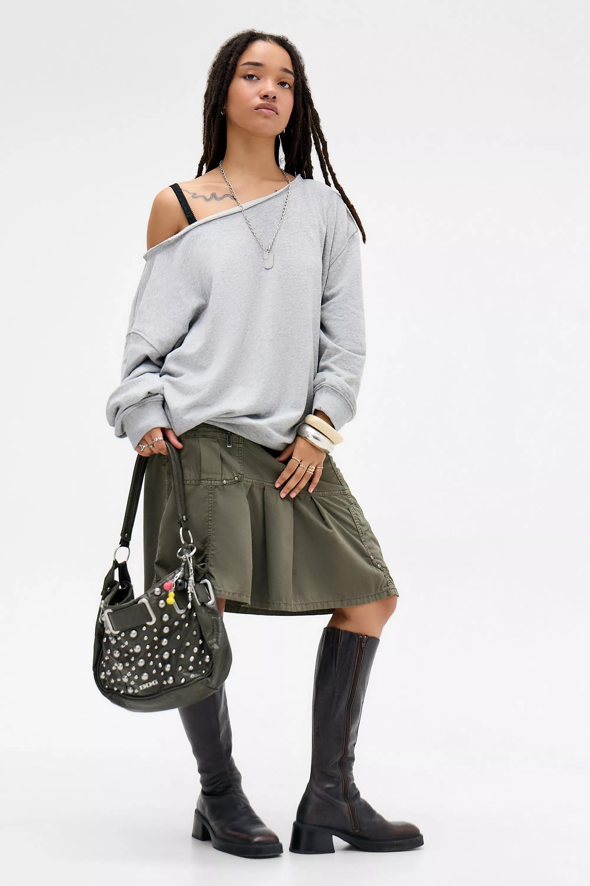 Grey Out From Under Ariana Off-Shoulder Slouchy Sweatshirt, GREY, medium