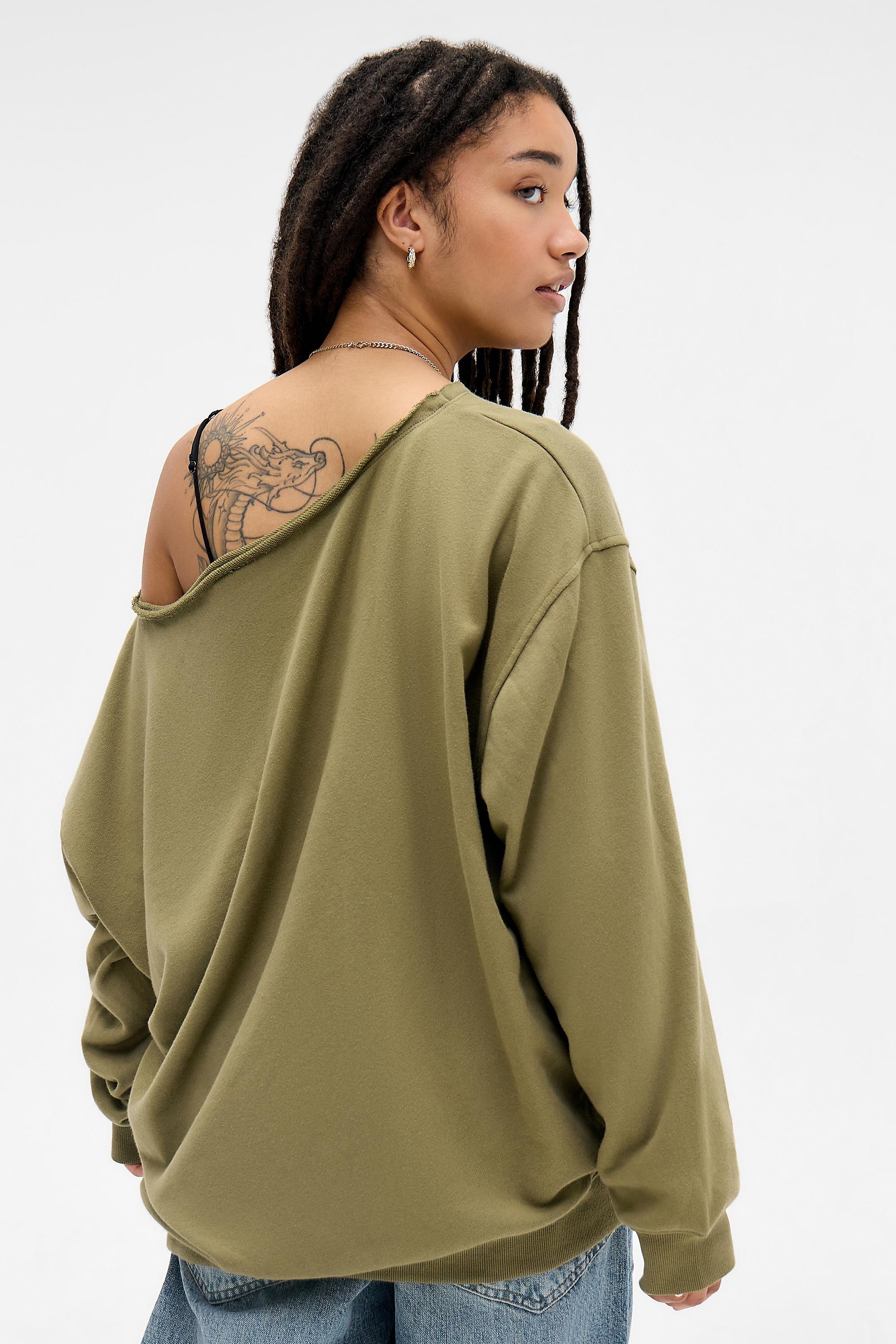 Green Out From Under Ariana Off-Shoulder Slouchy Sweatshirt, OLIVE, large image number 1
