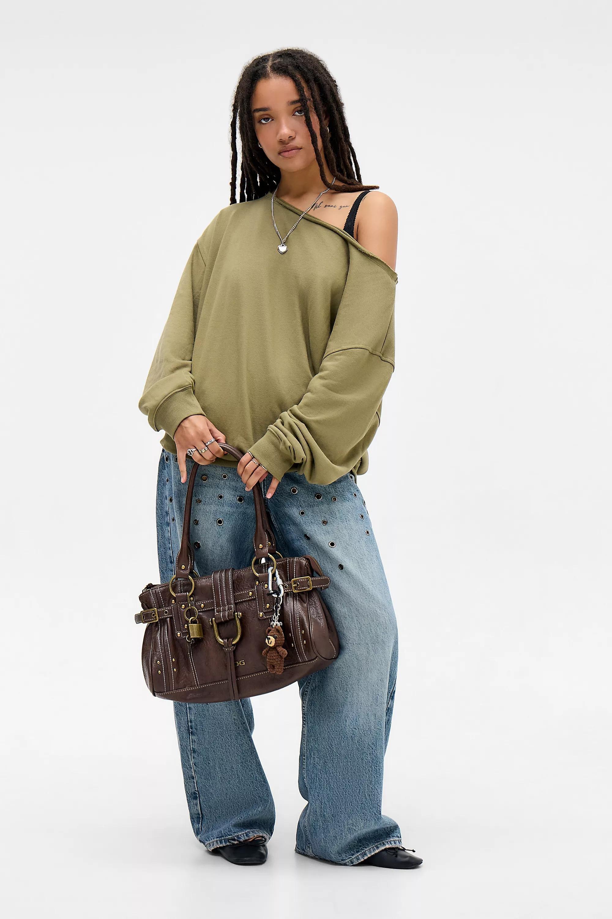 Green Out From Under Ariana Off-Shoulder Slouchy Sweatshirt, OLIVE, large image number 2