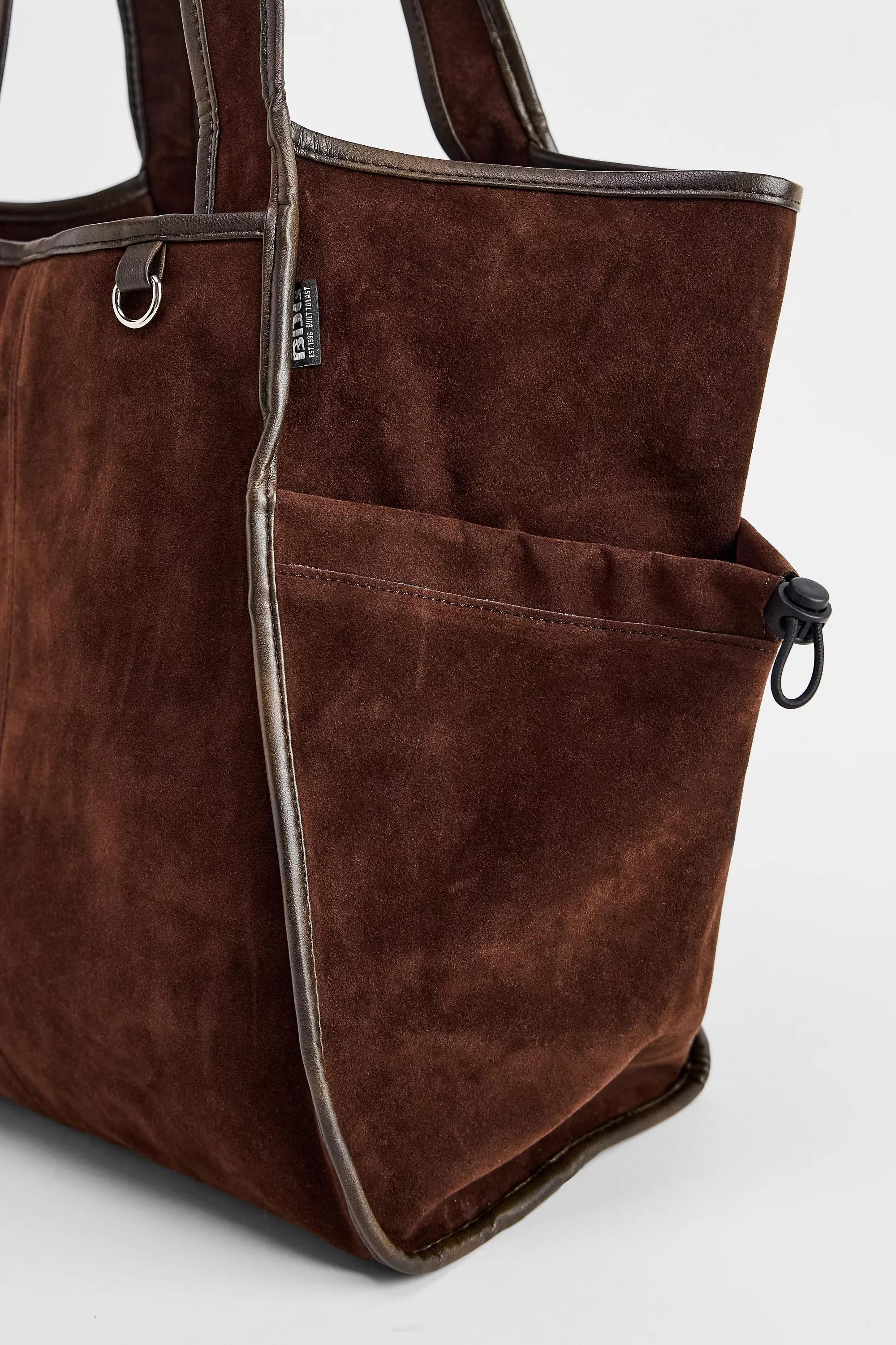 Brown Bdg Trapeze Suedette Tote Bag, BRN, large image number 2