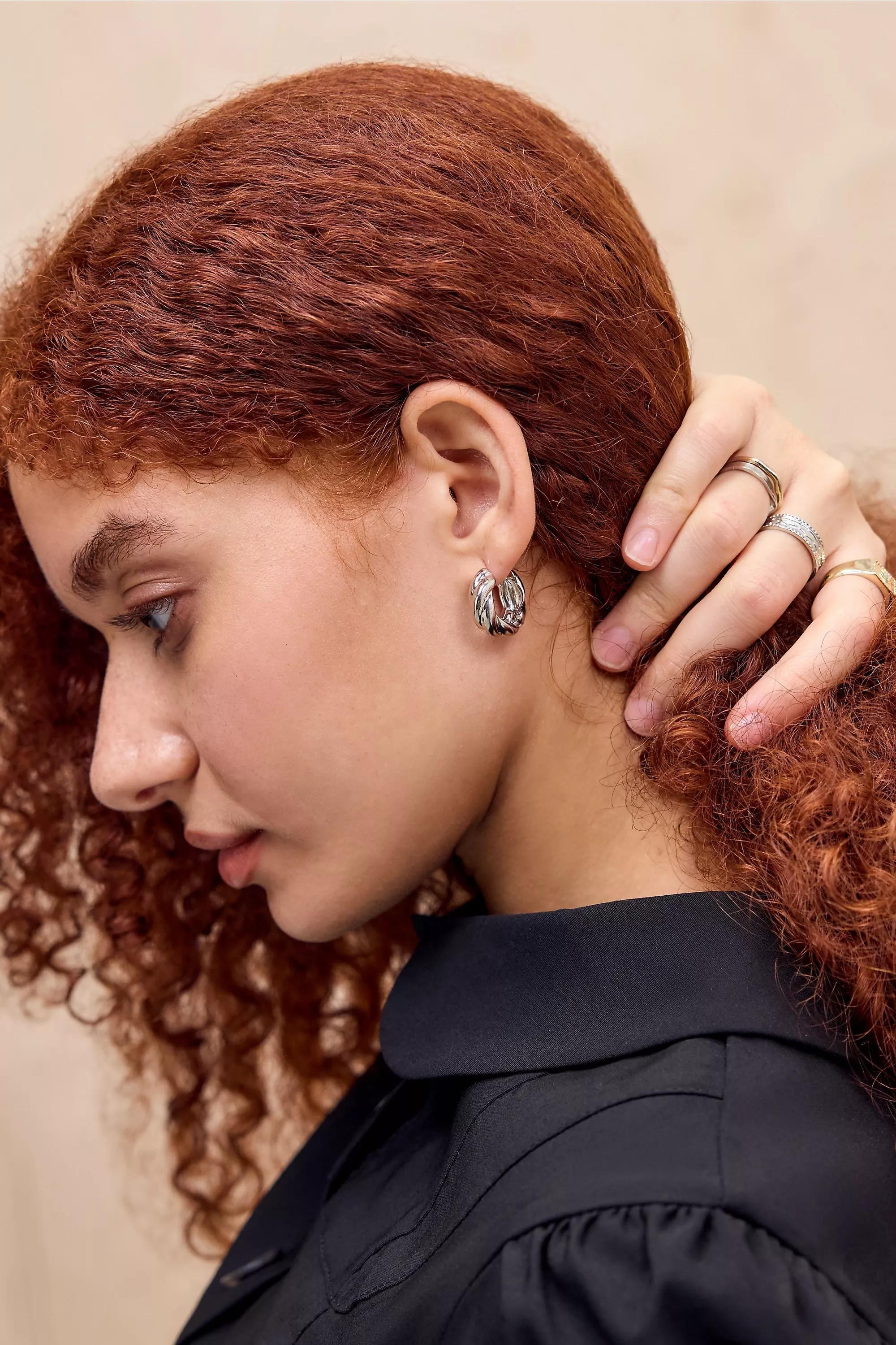 Silver Silence + Noise Hoop Earrings 5-Pack, SLVR, medium