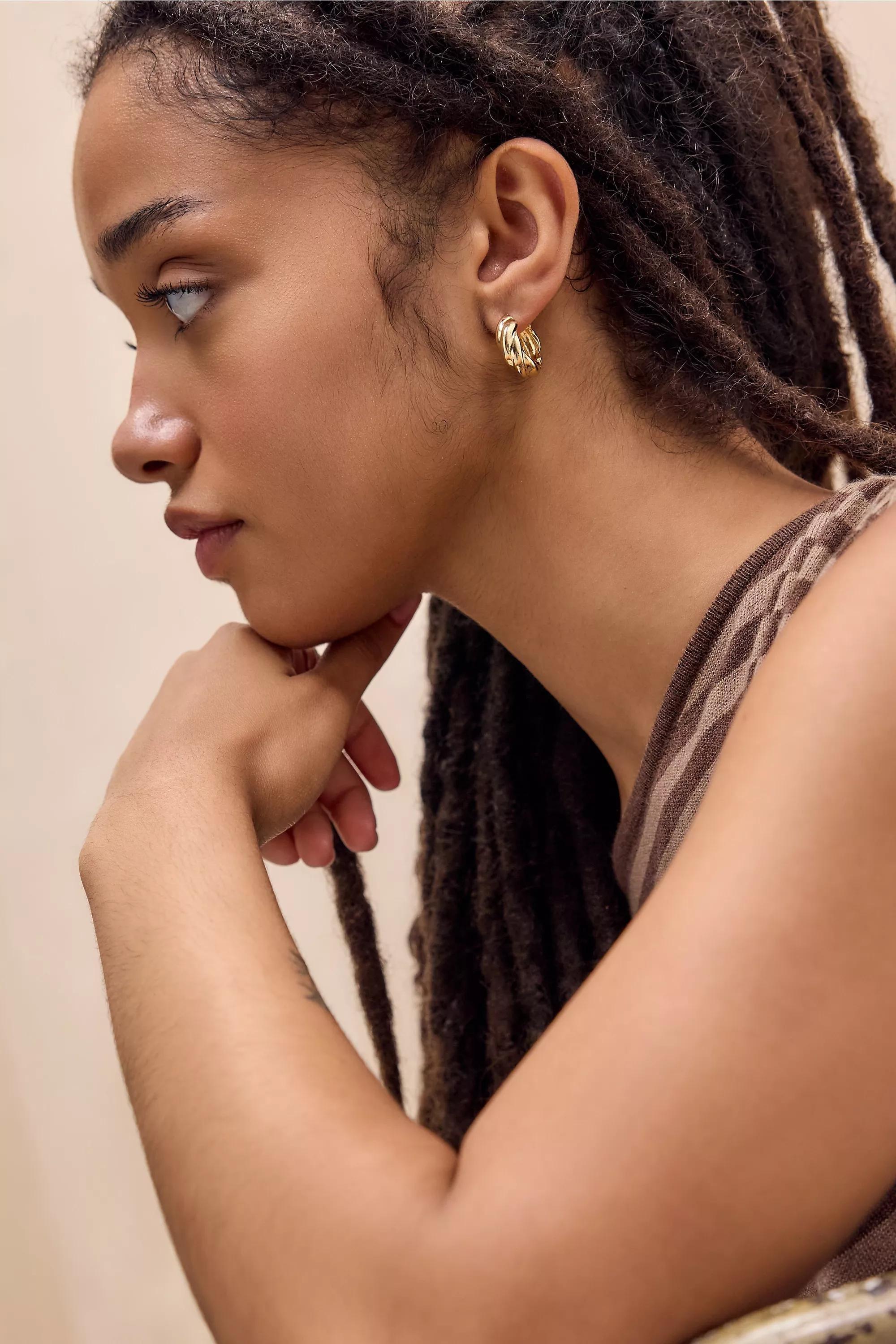 Gold Silence + Noise Hoop Earrings 5-Pack, GOLD, large image number 1