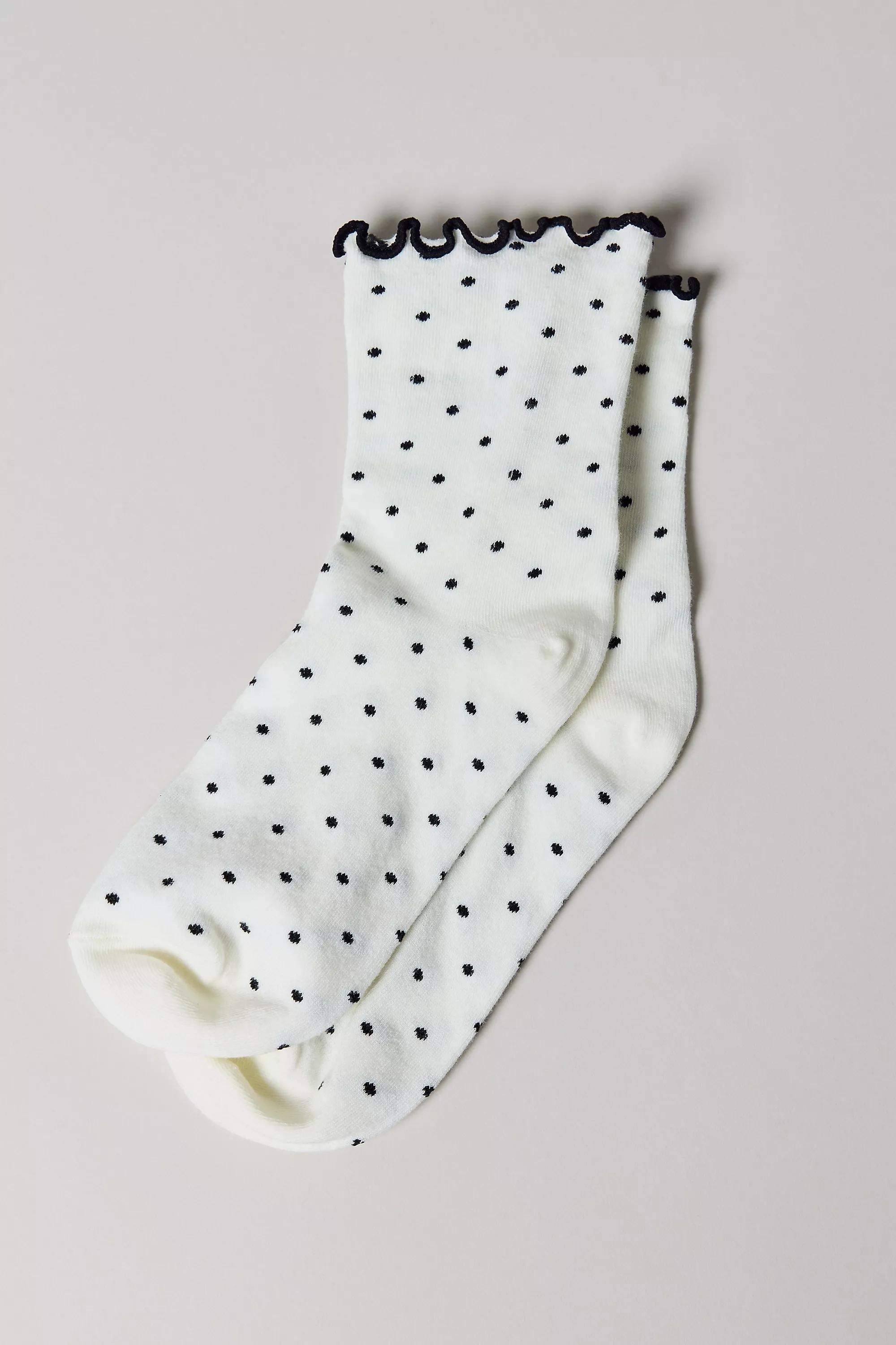 White Out From Under Polka Dot Edge Socks, WHT, large image number 1