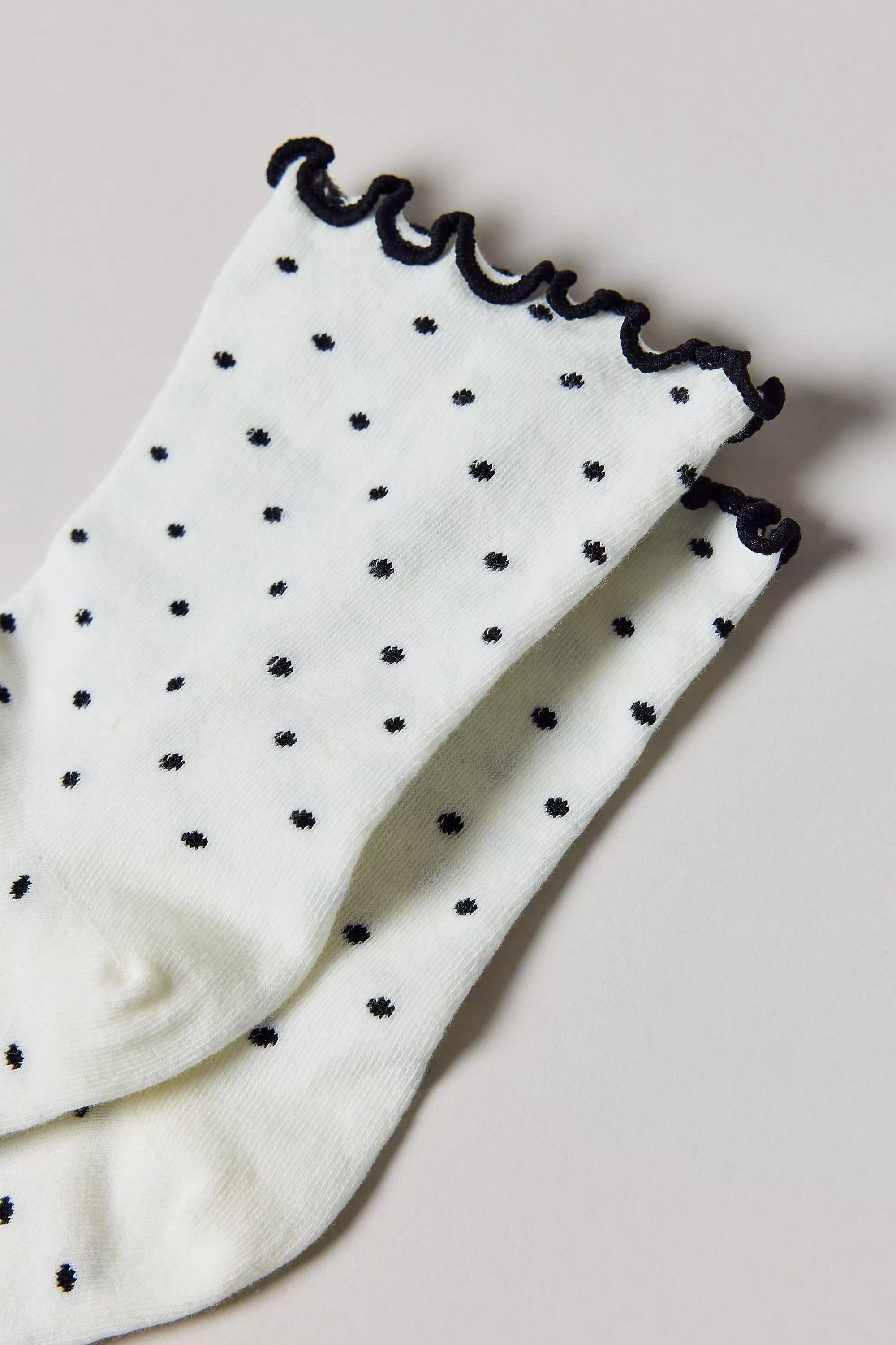 White Out From Under Polka Dot Edge Socks, WHT, large image number 2