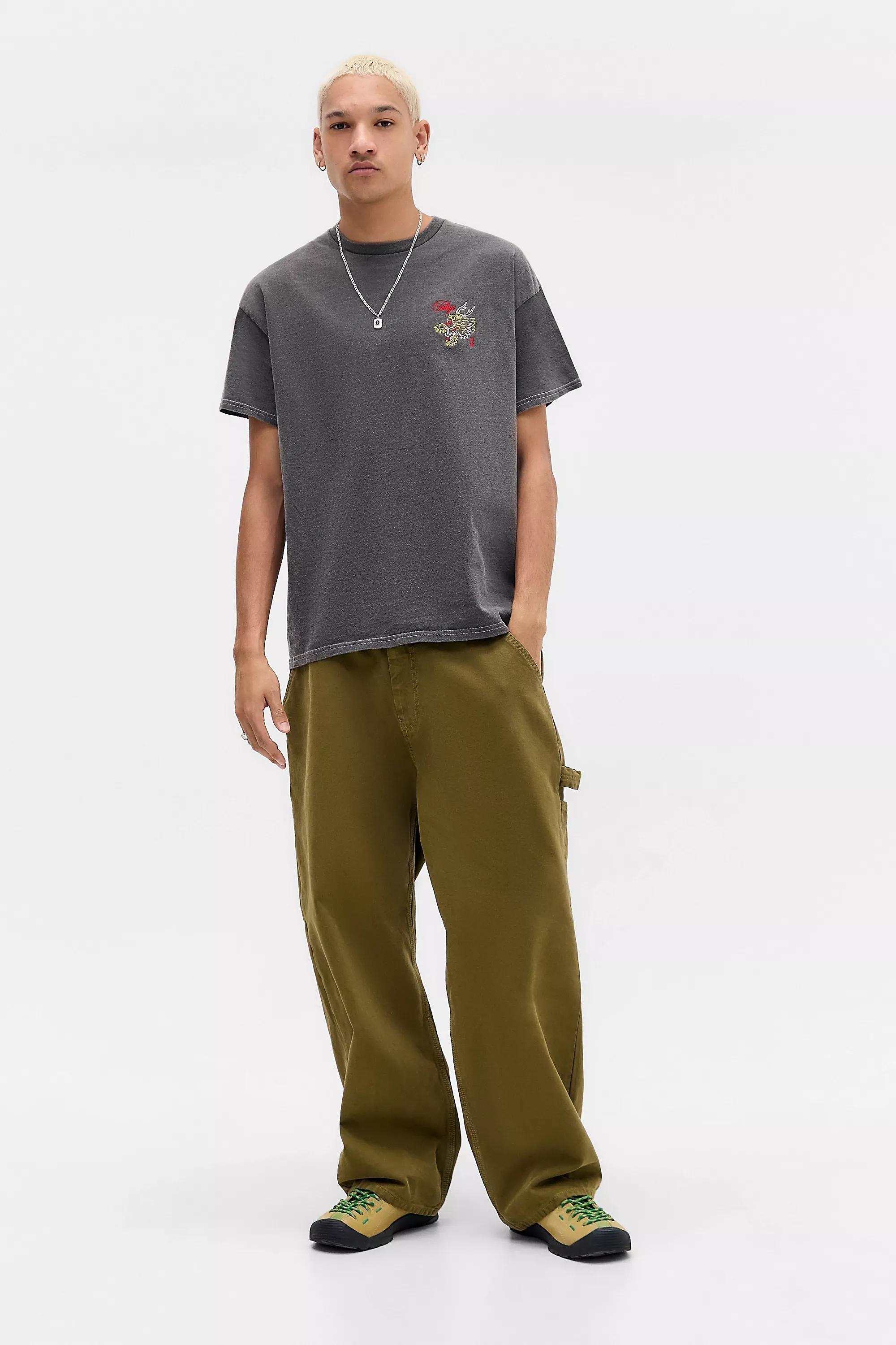 Grey Uo Printed Embroidered Motif T-Shirt, BLK, large image number 1