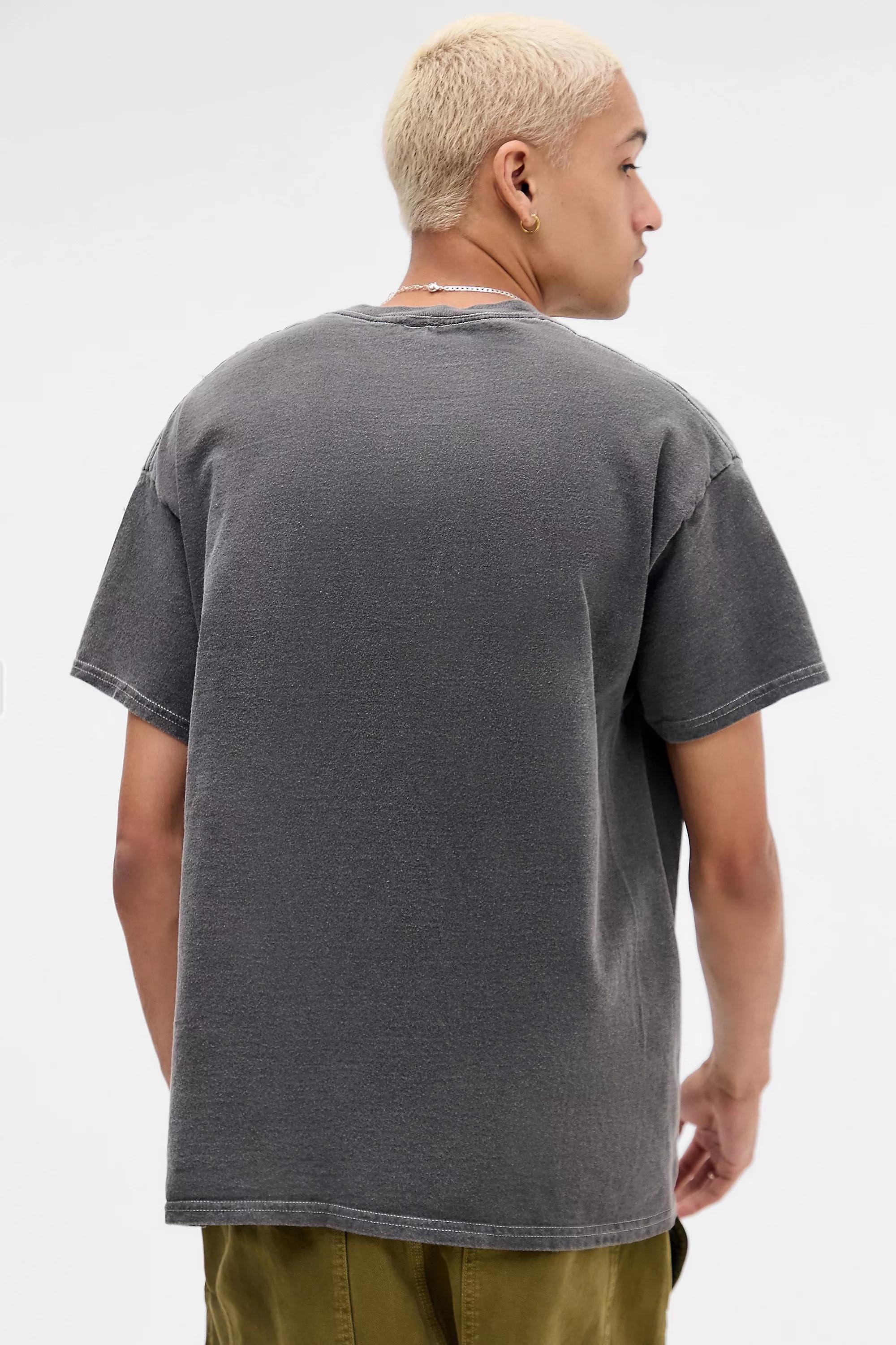 Grey Uo Printed Embroidered Motif T-Shirt, BLK, large image number 3