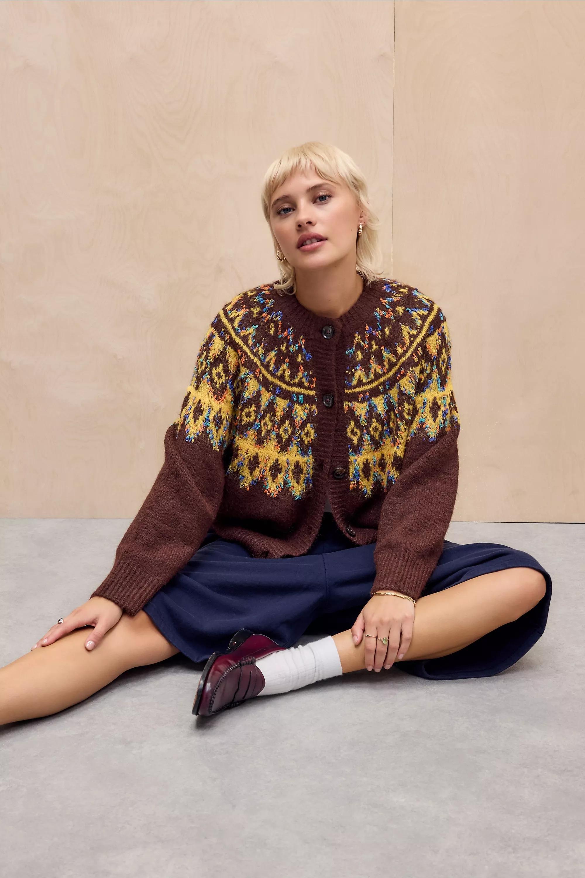 Brown Kimchi Blue Relaxed Cardigan, BRN, large image number 4