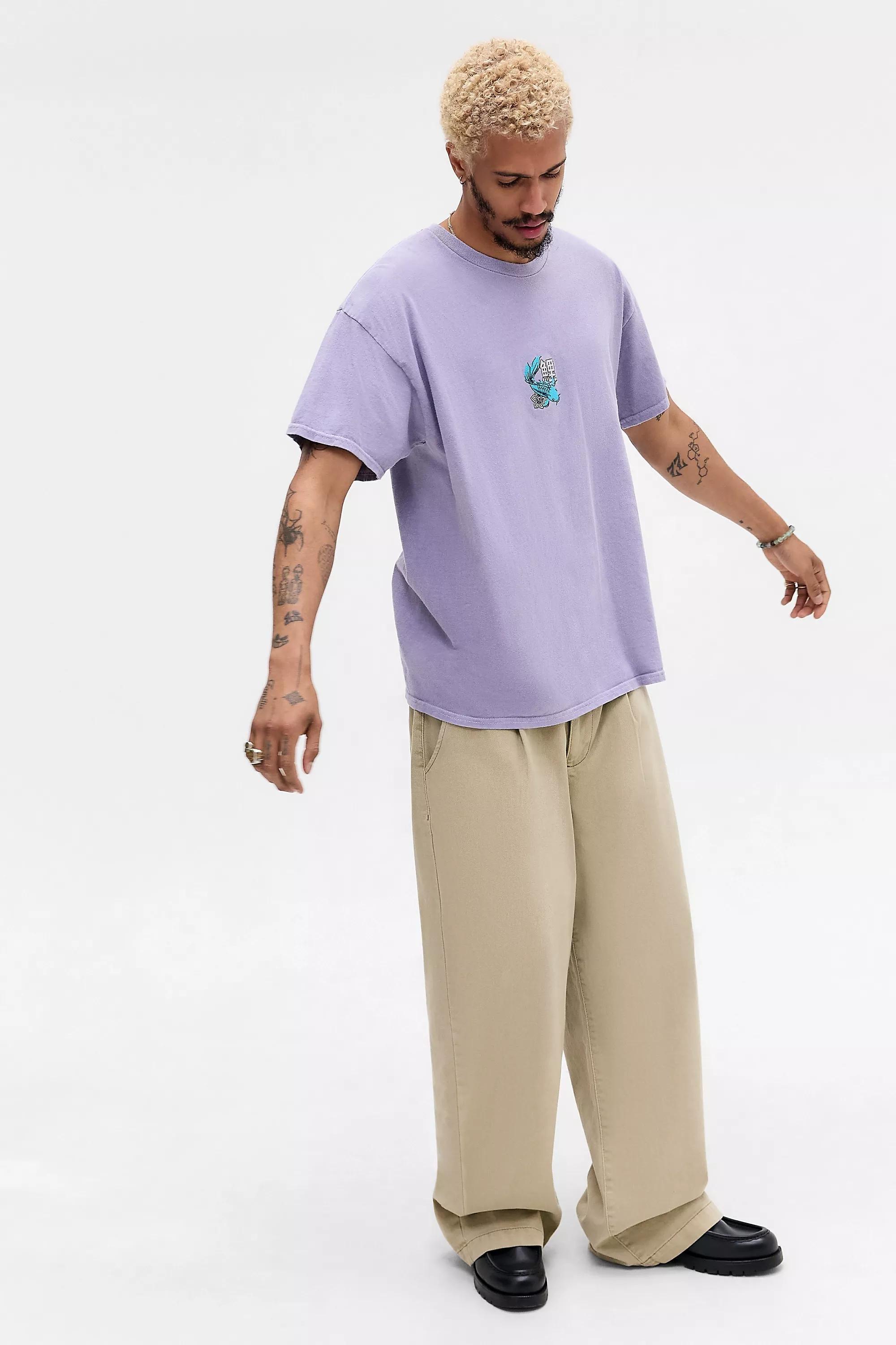 UO Koi Fish Embroidered Motif T-Shirt, PURP, medium