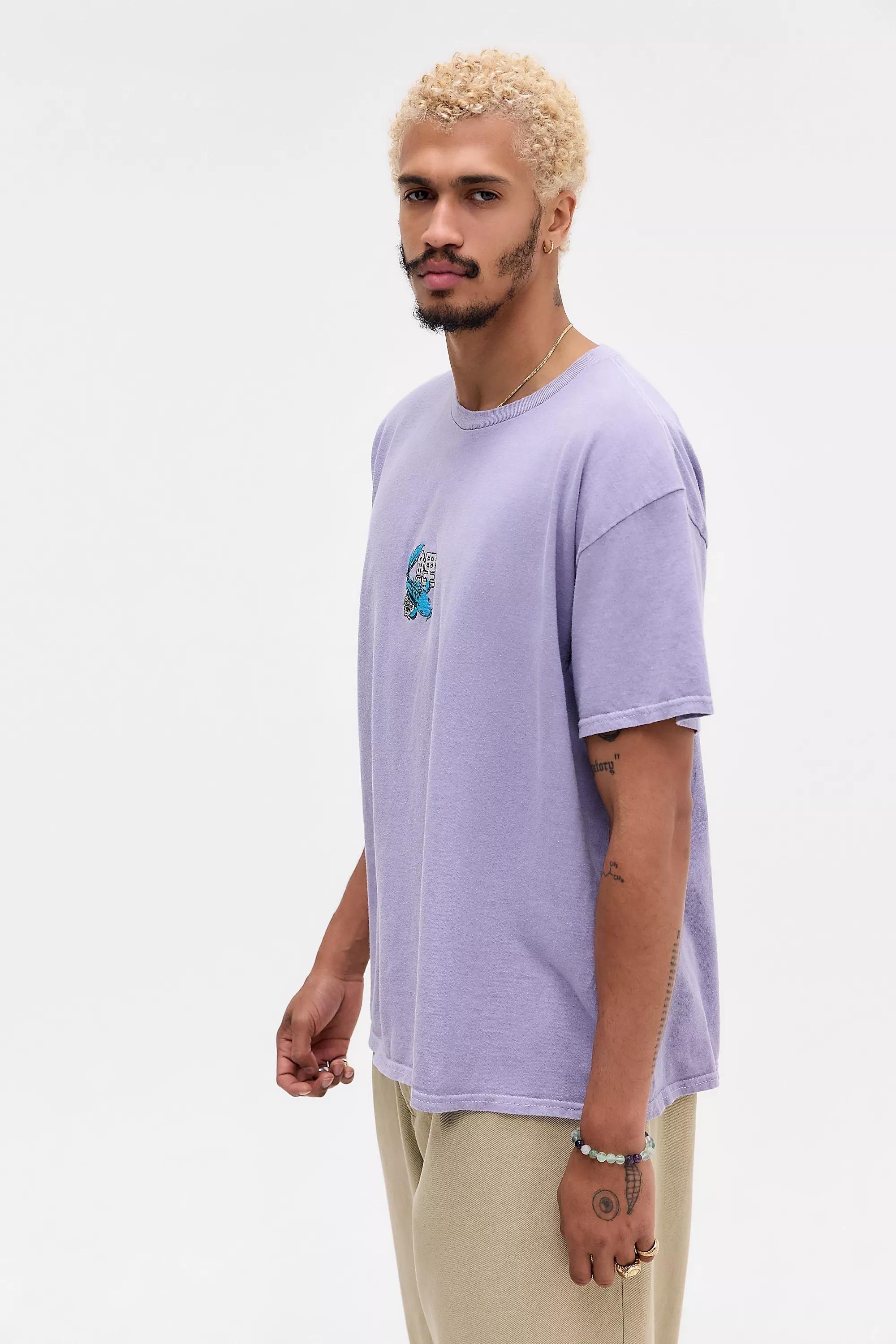 UO Koi Fish Embroidered Motif T-Shirt, PURP, medium