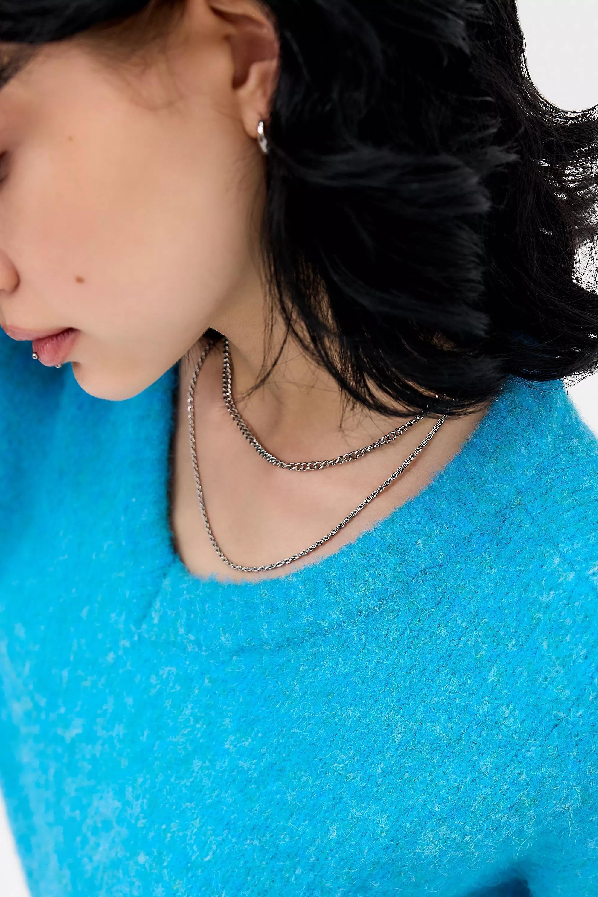 Blue iets frans.. Printed High V-Neck Jumper, BLUE, large image number 1