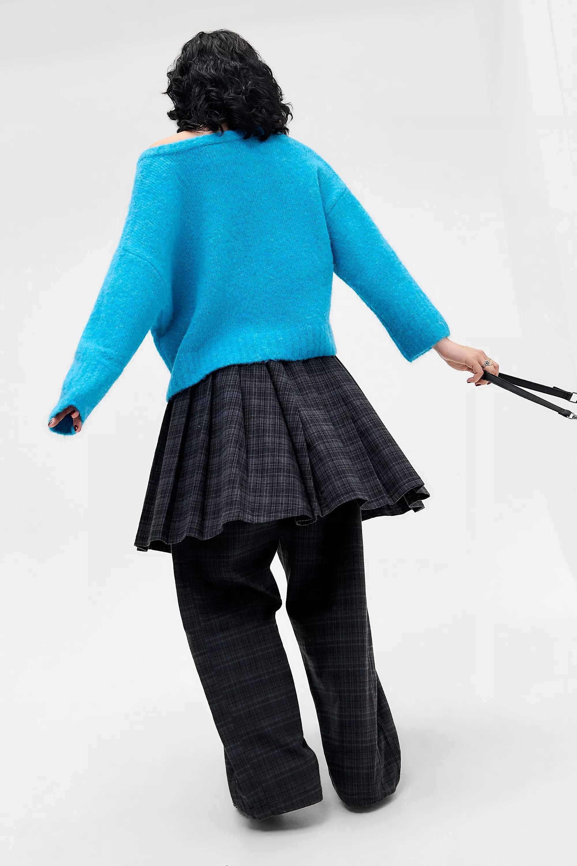 Blue iets frans.. Printed High V-Neck Jumper, BLUE, large image number 2