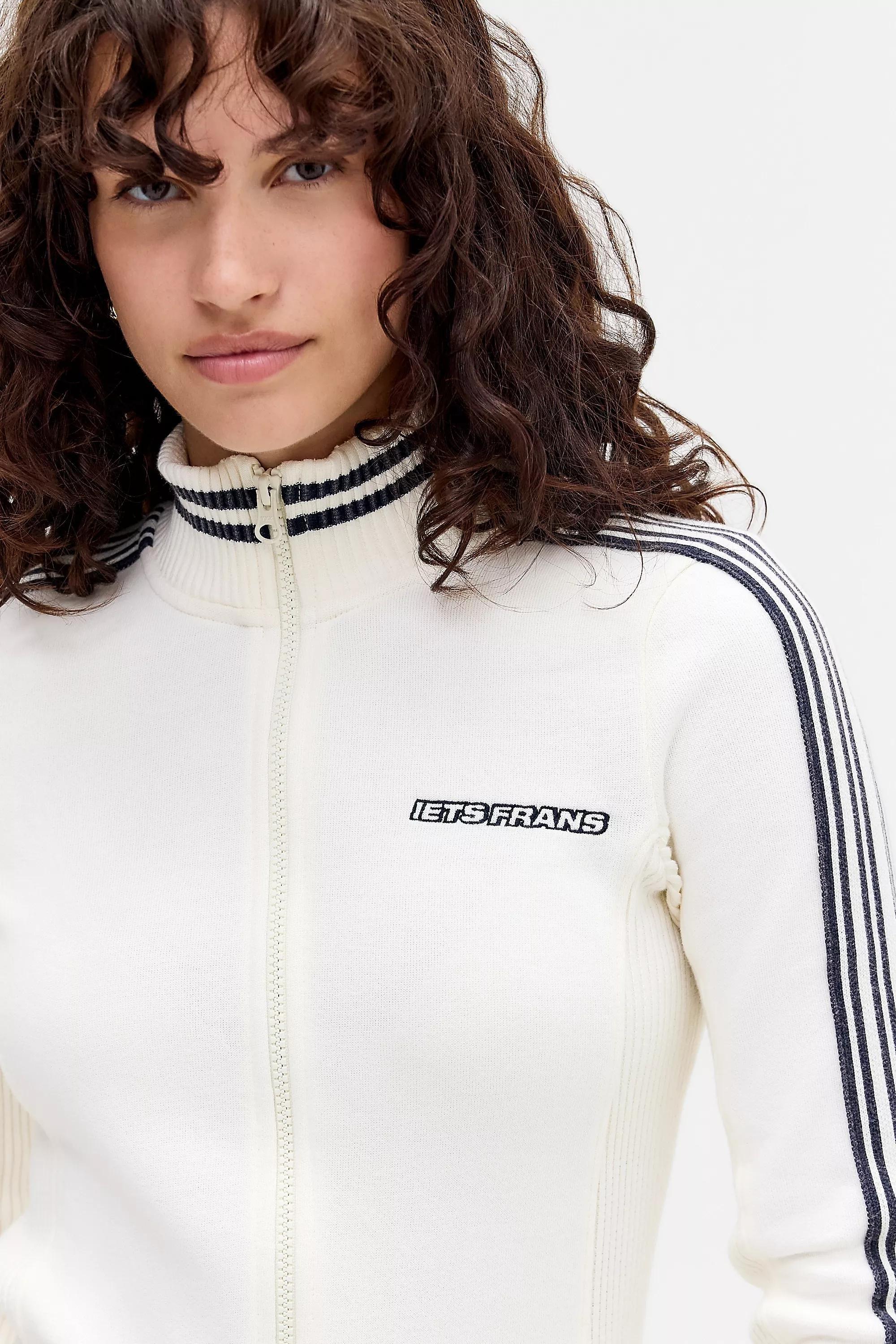 WHITE iets frans... White Trip Stripe Track Top, WHT, large image number 0