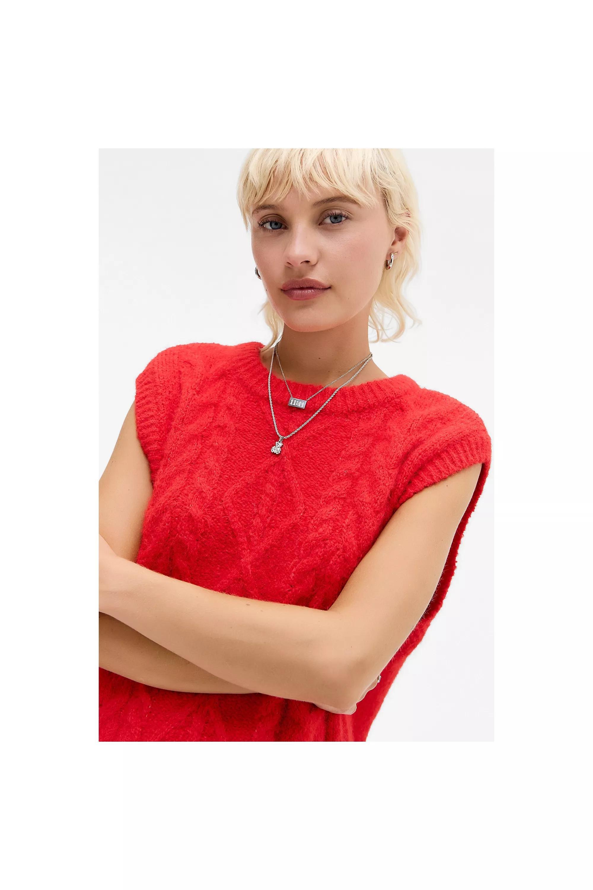 Red Uo Cable Knit Tank, RED, large image number 1