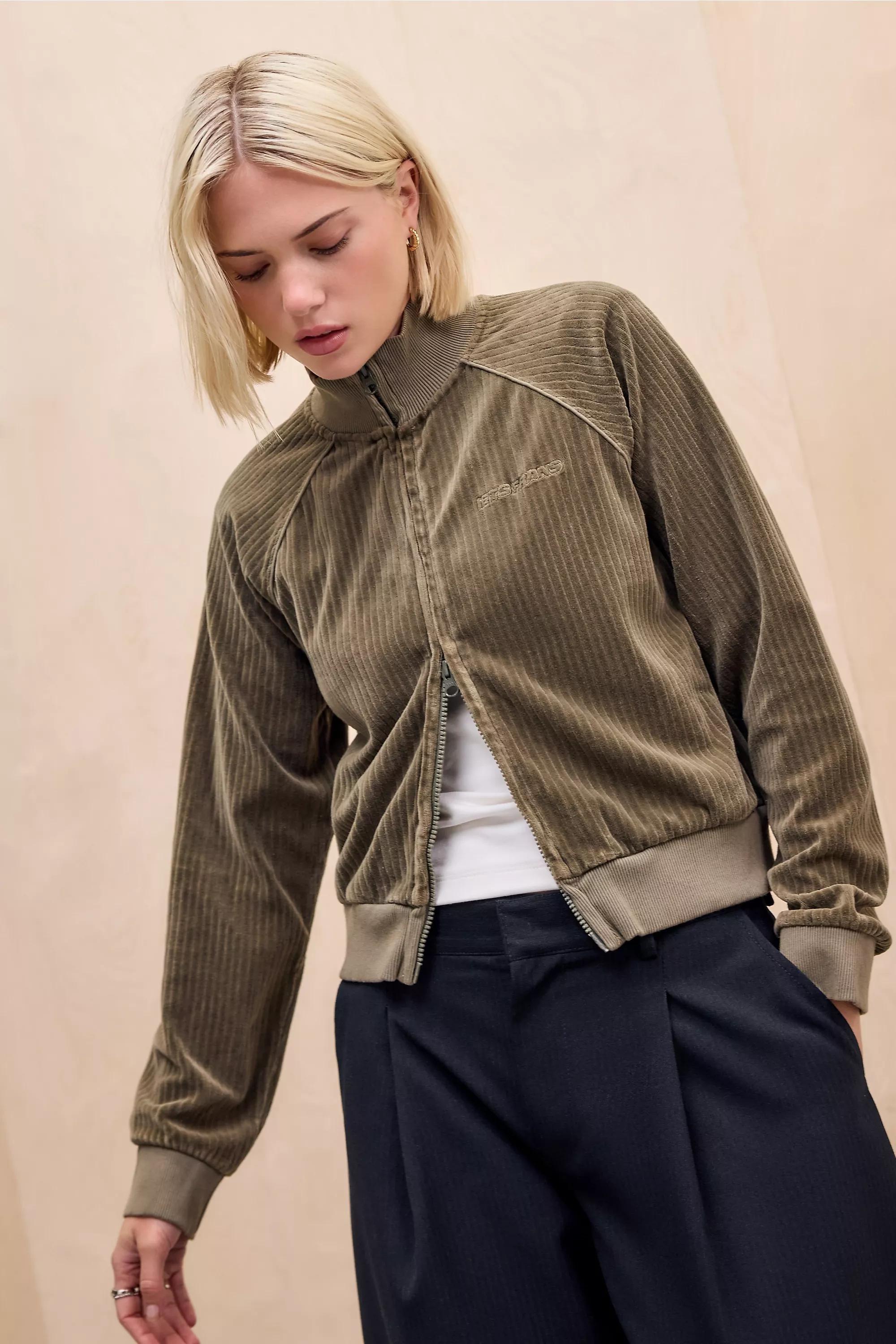 Khaki iets frans... Corduroy Track Top, KHAKI, large image number 0