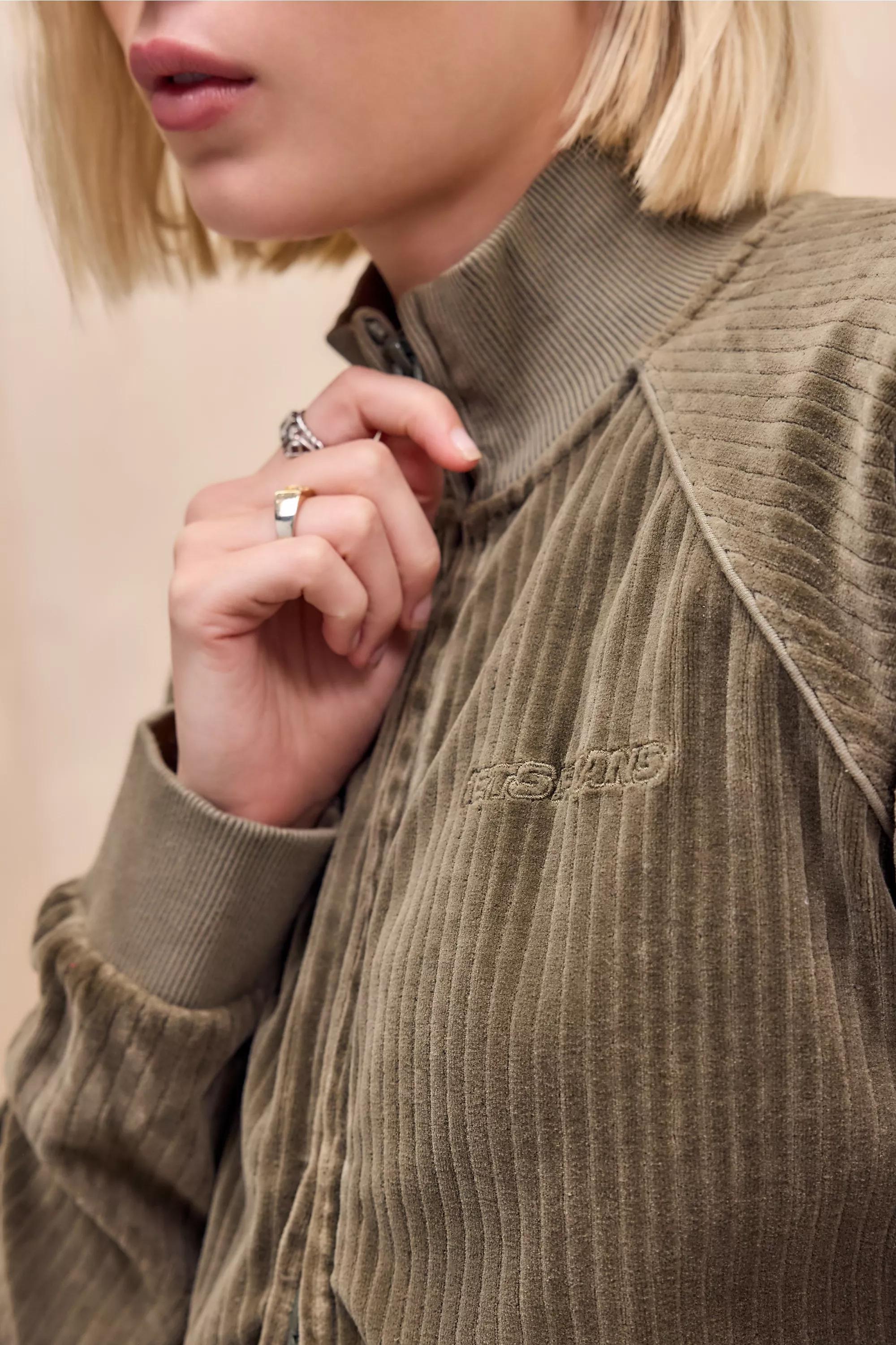 Khaki iets frans... Corduroy Track Top, KHAKI, large image number 2