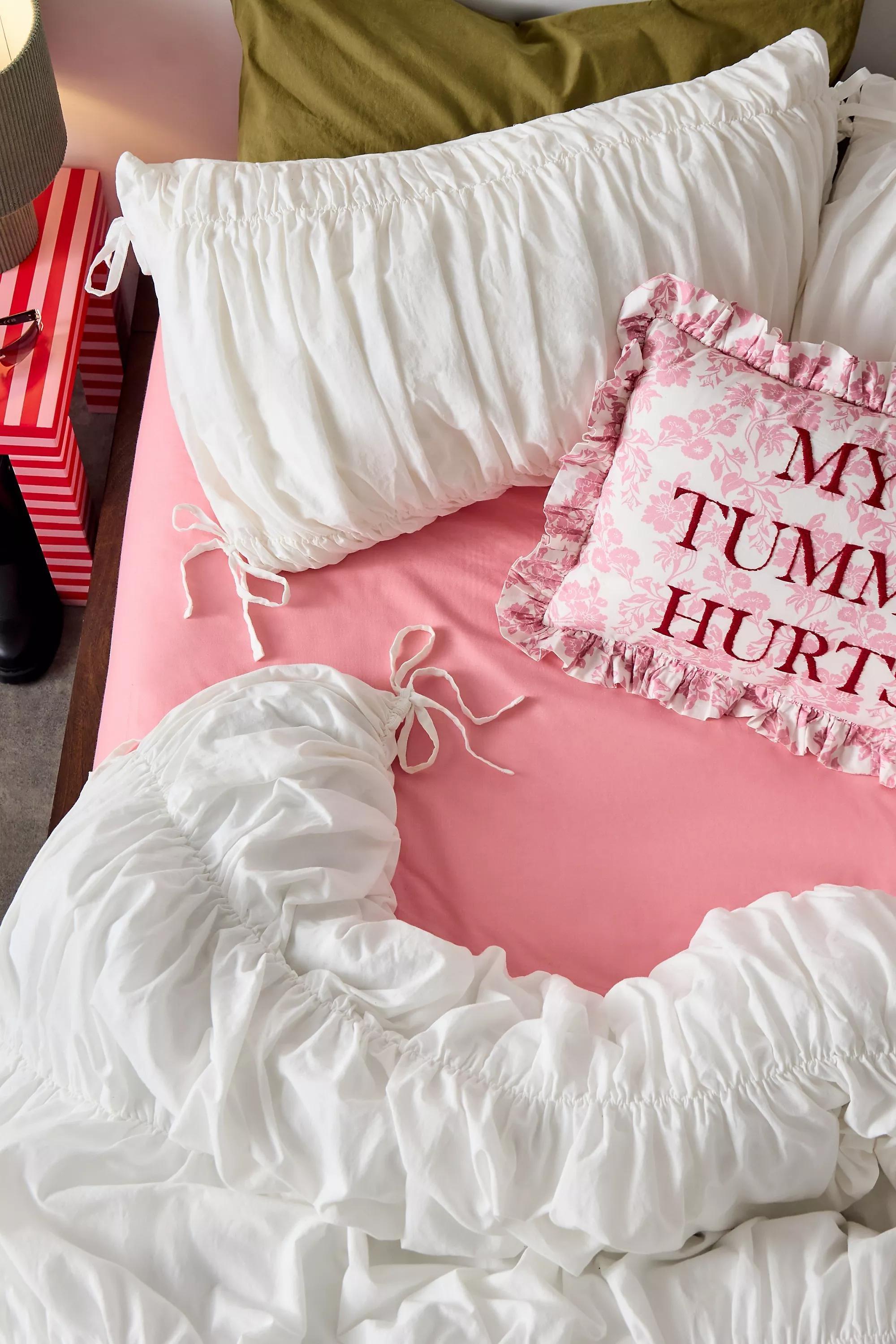 White Cinched Duvet Set, WHT, large image number 0